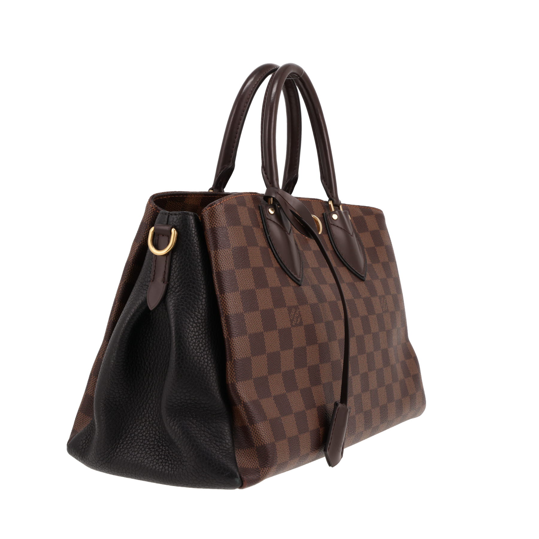 Louis Vuitton  Normandy handbag  in black and brown leather  and ebene damier canvas