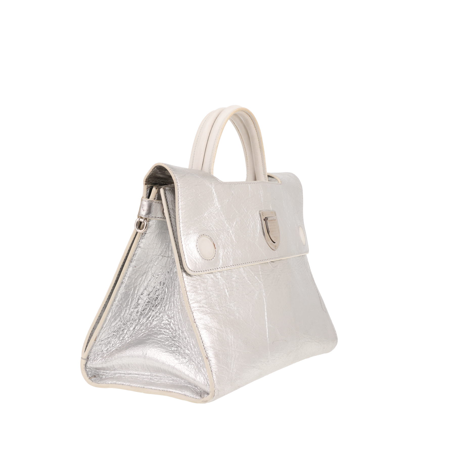Bolso de mano Dior  Diorever en cuero plateado