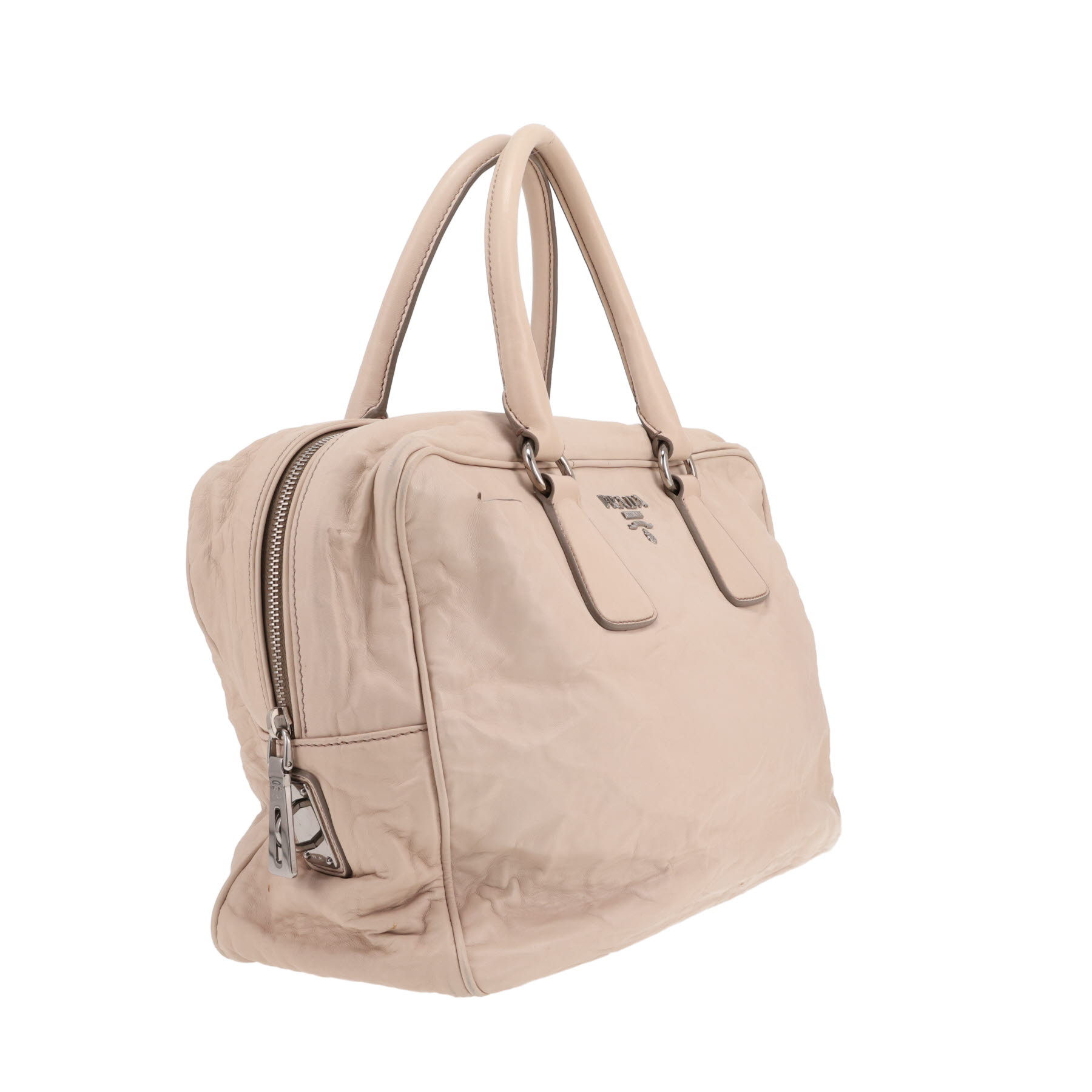 Prada   handbag  in beige leather