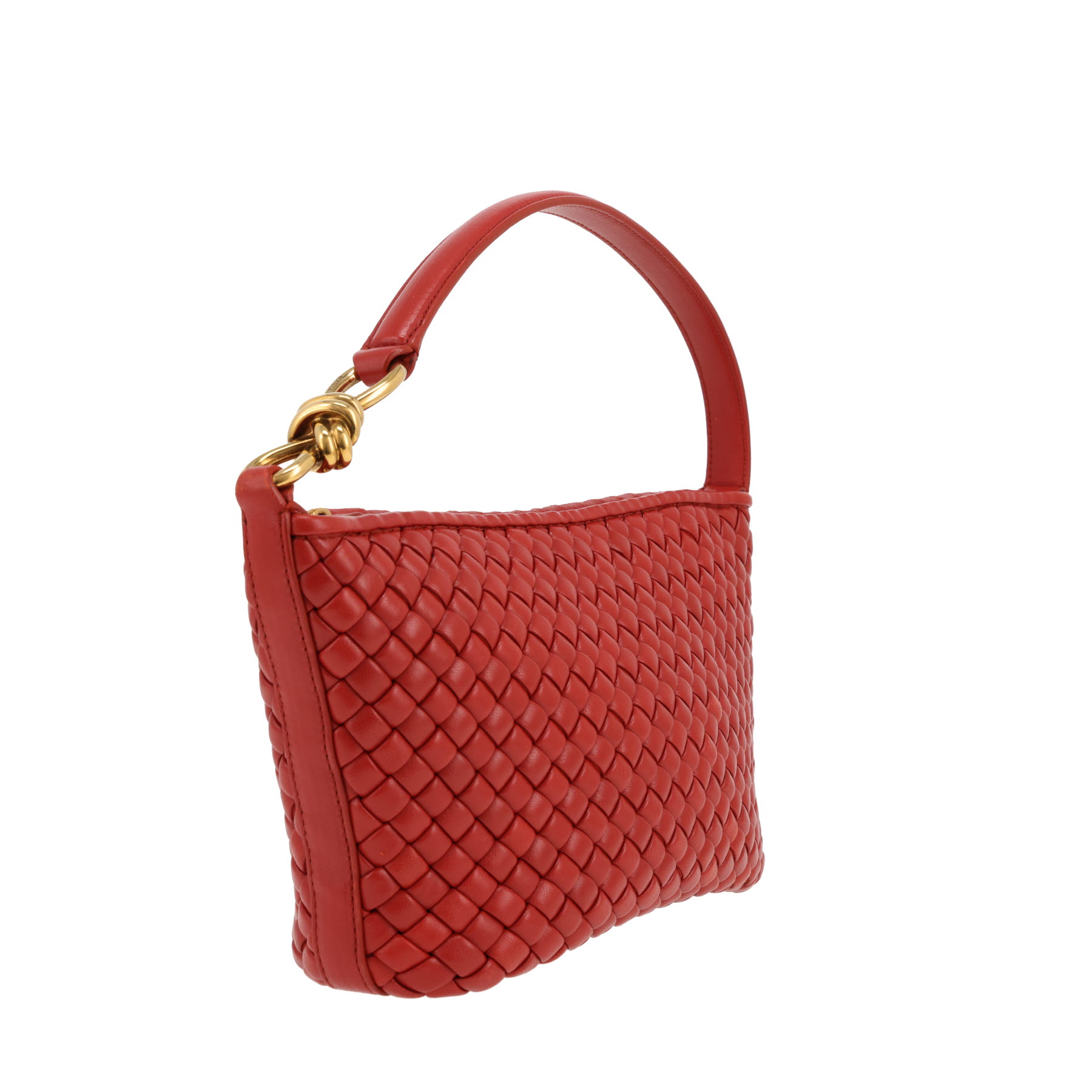 Bottega Veneta   handbag  in red intrecciato leather
