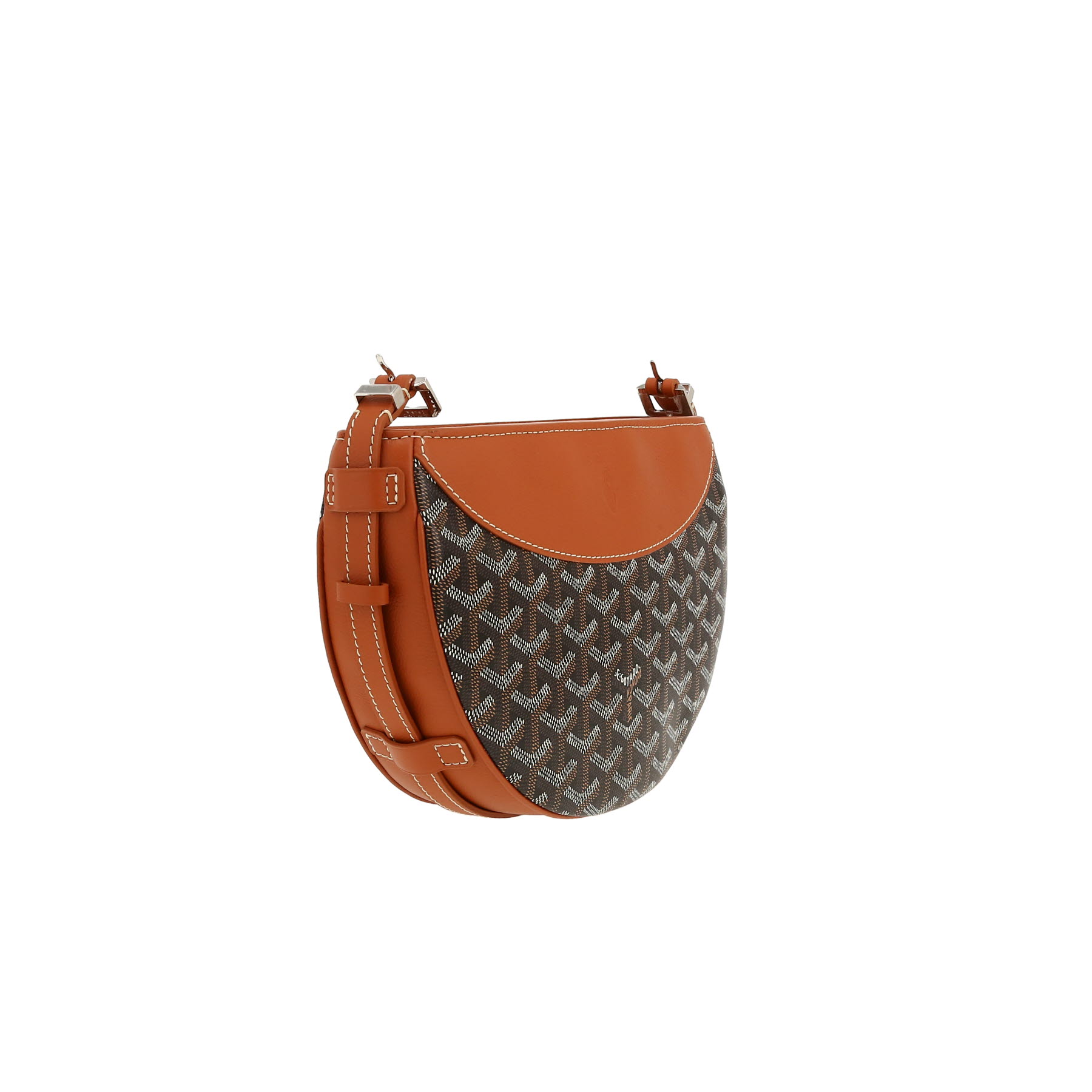 Bolso bandolera Goyard  Hirondelle modelo pequeño  en tela Goyardine negra y cuero marrón
