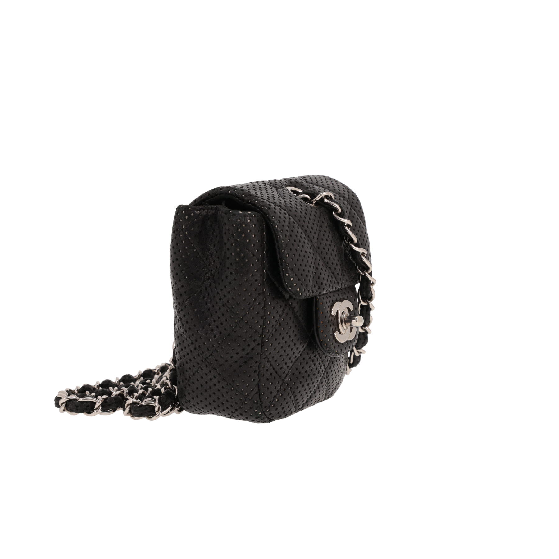 Chanel   shoulder bag  in black perforated quilted leather