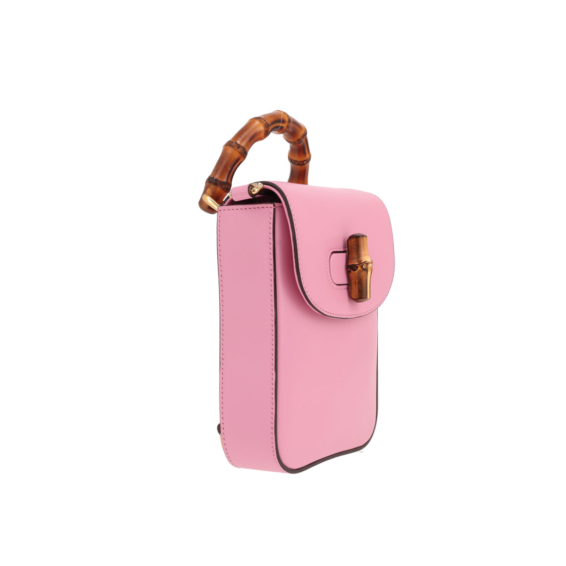 Sac bandoulière Gucci  Bamboo vertical en cuir rose et bambou
