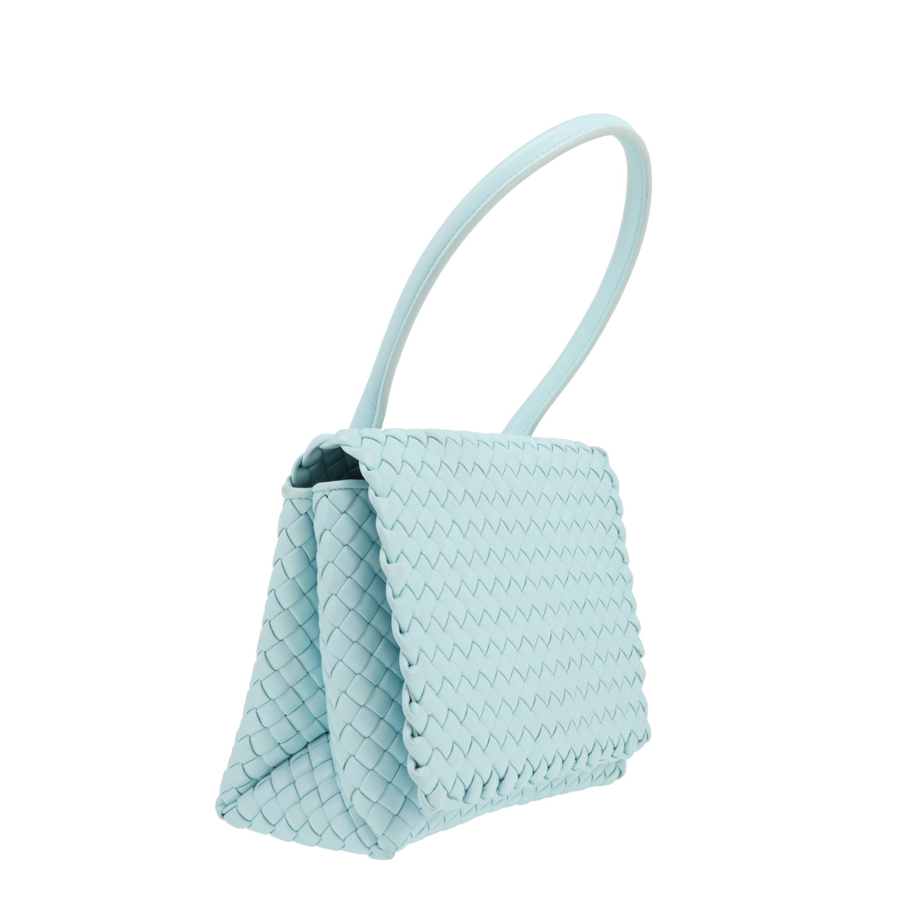 Bottega Veneta   handbag  in blue intrecciato leather