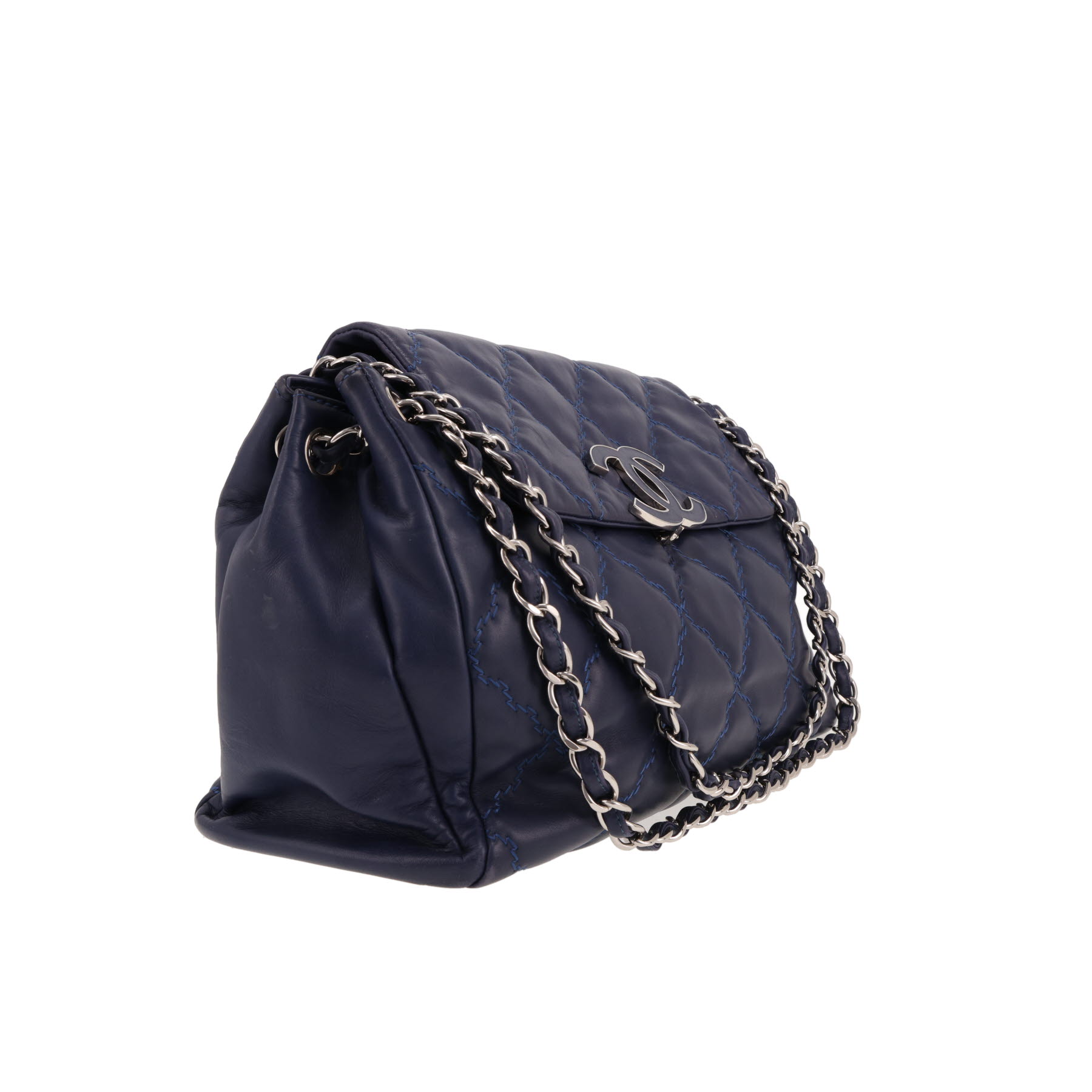 Bolso de mano Chanel  Hampton en cuero acolchado azul