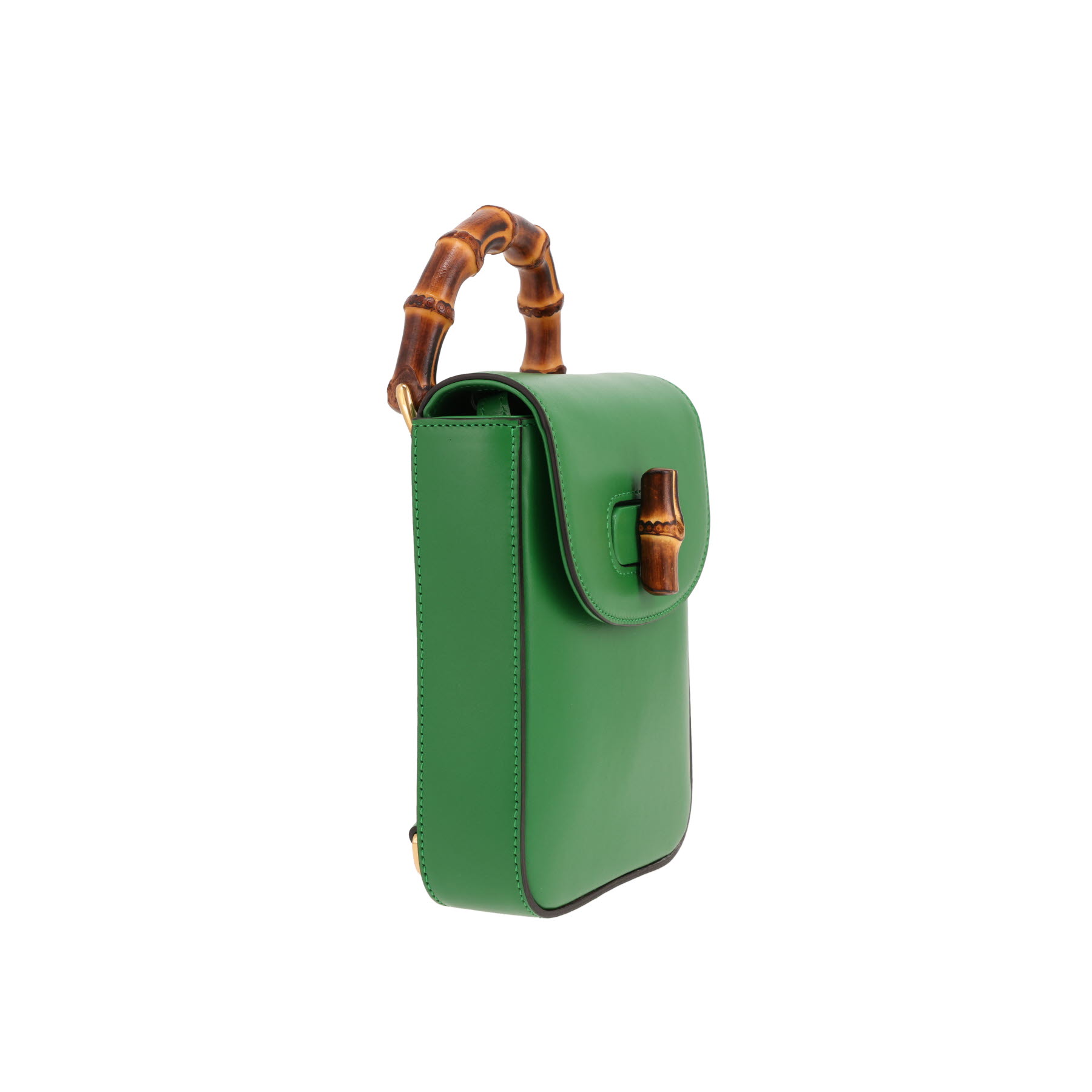 Gucci  Bamboo vertical shoulder bag  in green leather  and bamboo