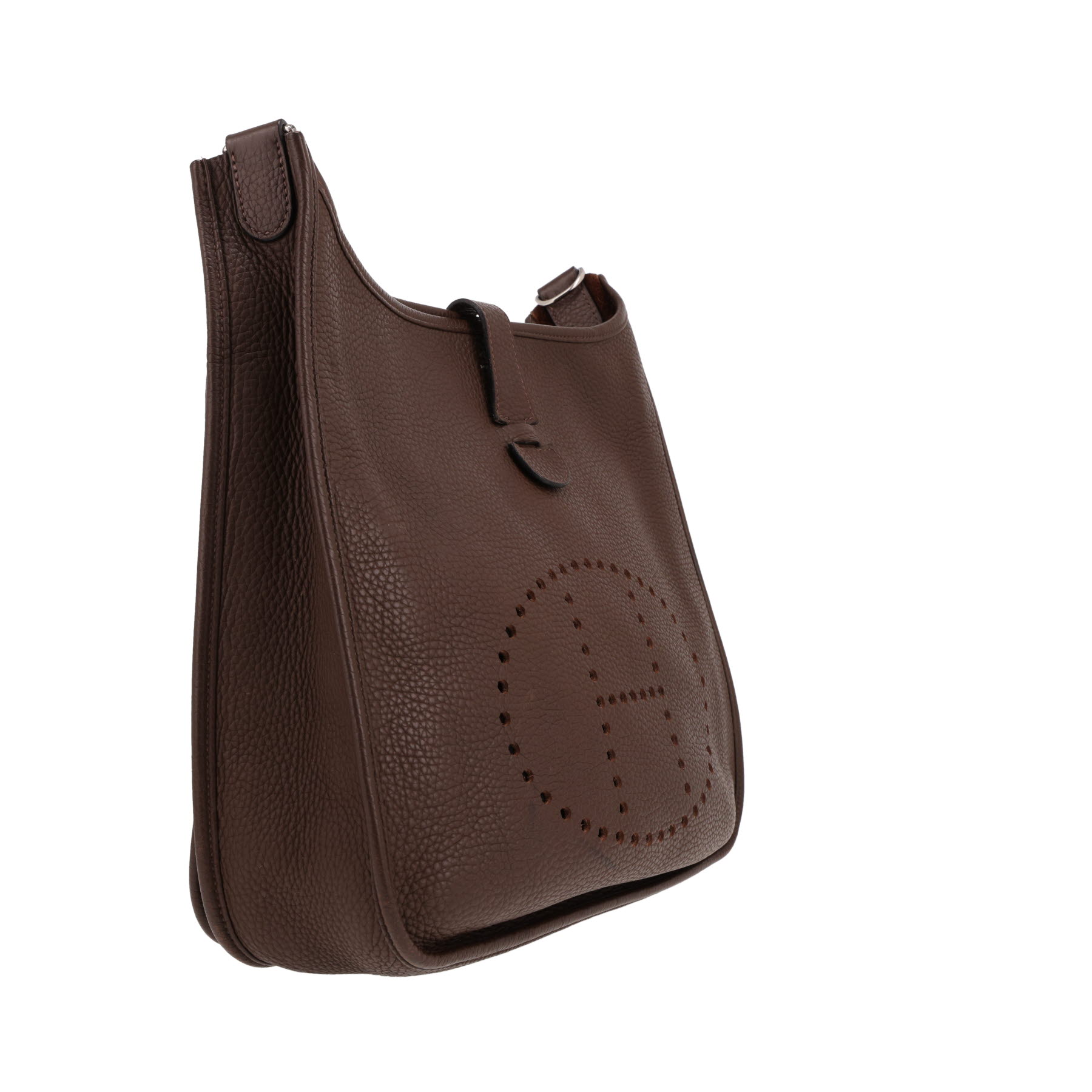 Borsa a tracolla Hermès Evelyne da 33 cm in pelle di vitello “Clémence” color Cacao