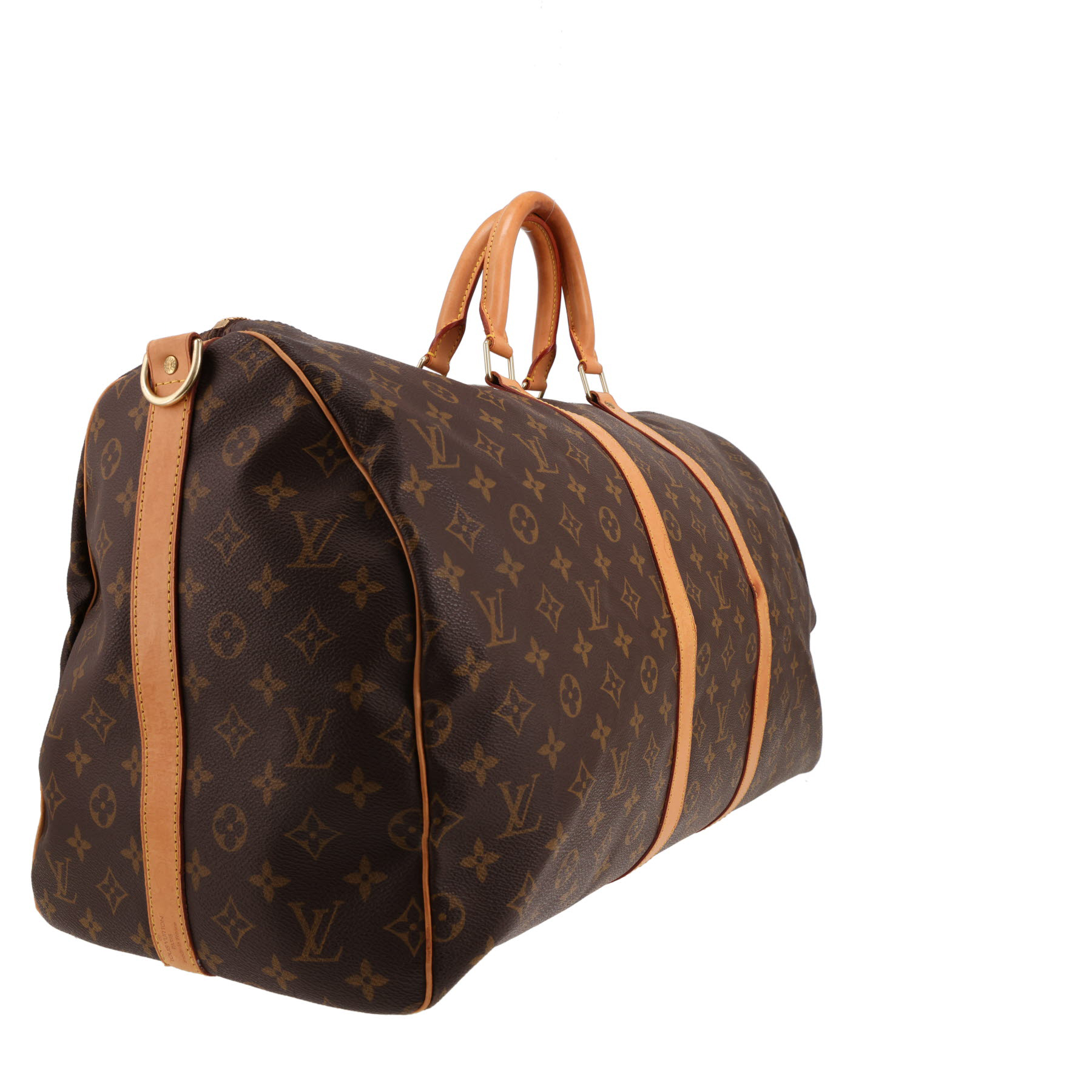 Louis Vuitton Keepall 55 travel bag in brown Monogram canvas and natural leather