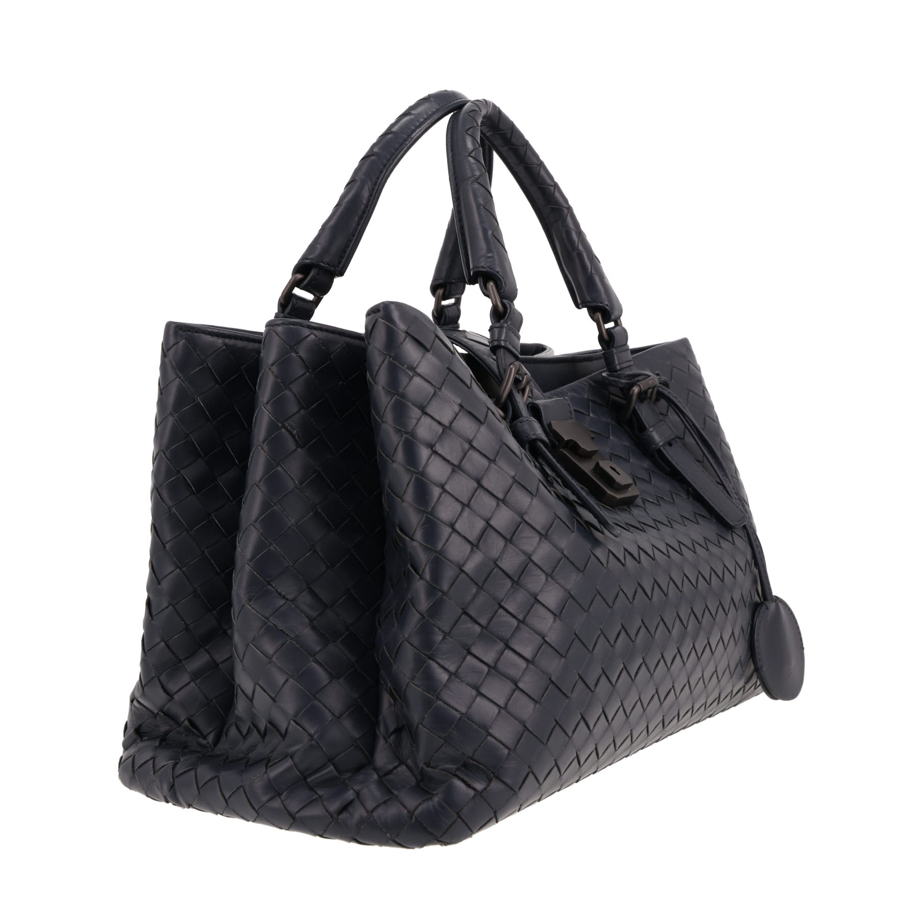 Sac à main Bottega Veneta  Roma en cuir intrecciato bleu