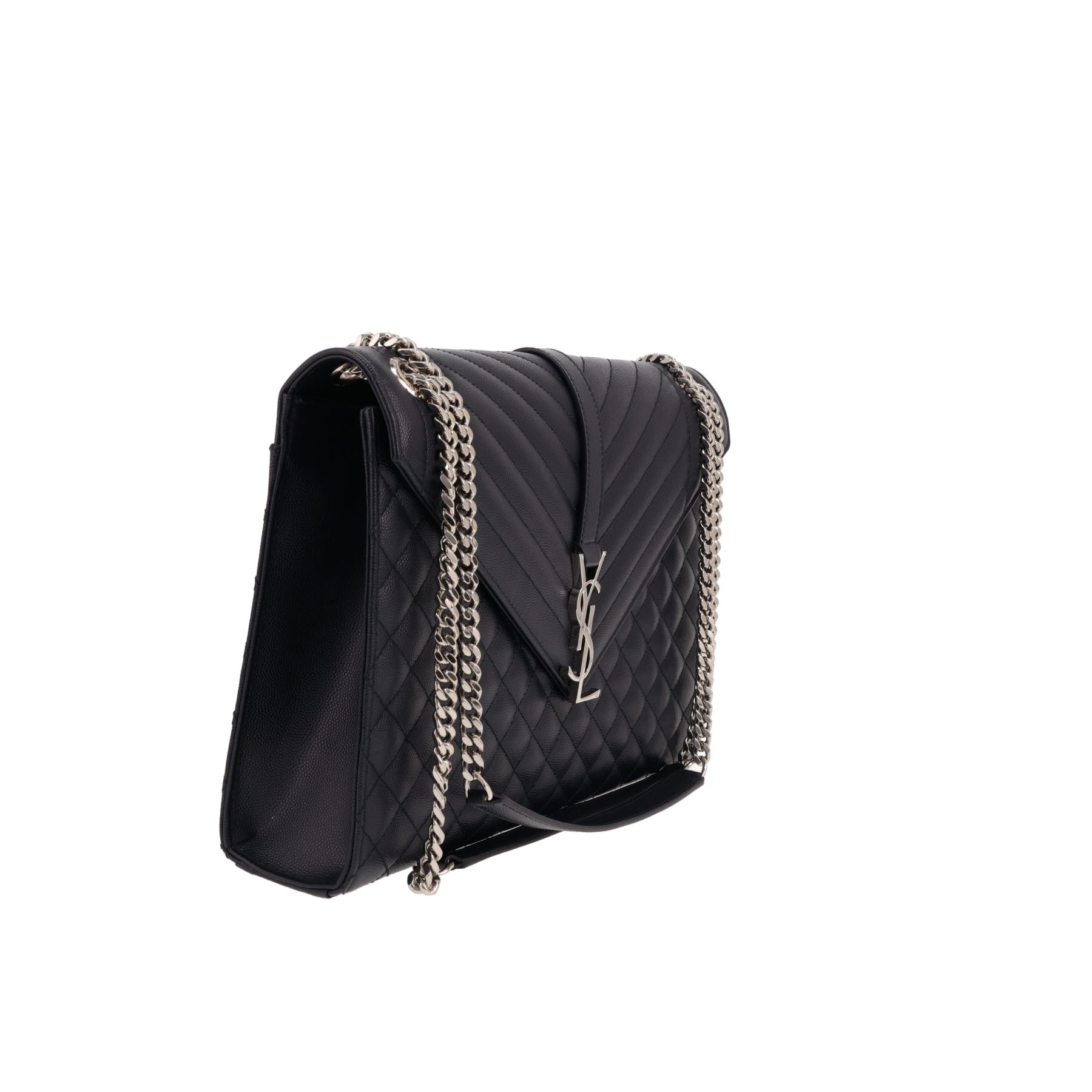 Bolso de mano Saint Laurent  Envelope en cuero granulado acolchado azul marino