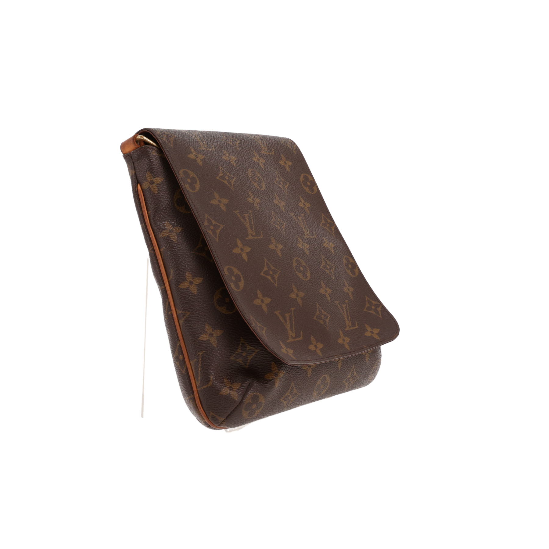 Sac bandoulière Louis Vuitton  Musette en toile monogram marron et cuir naturel
