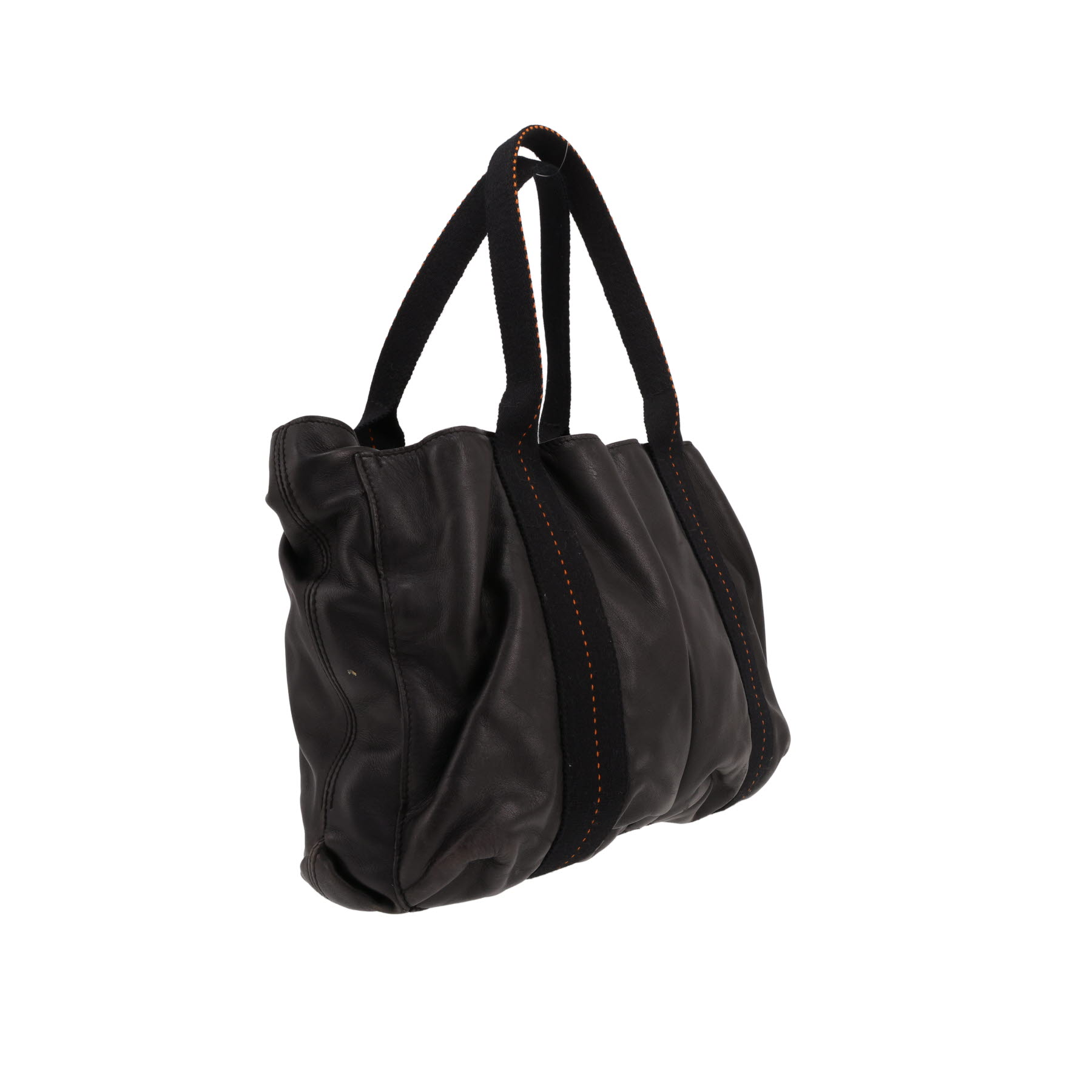 Hermès  Caravane handbag  in black Swift leather  and black canvas