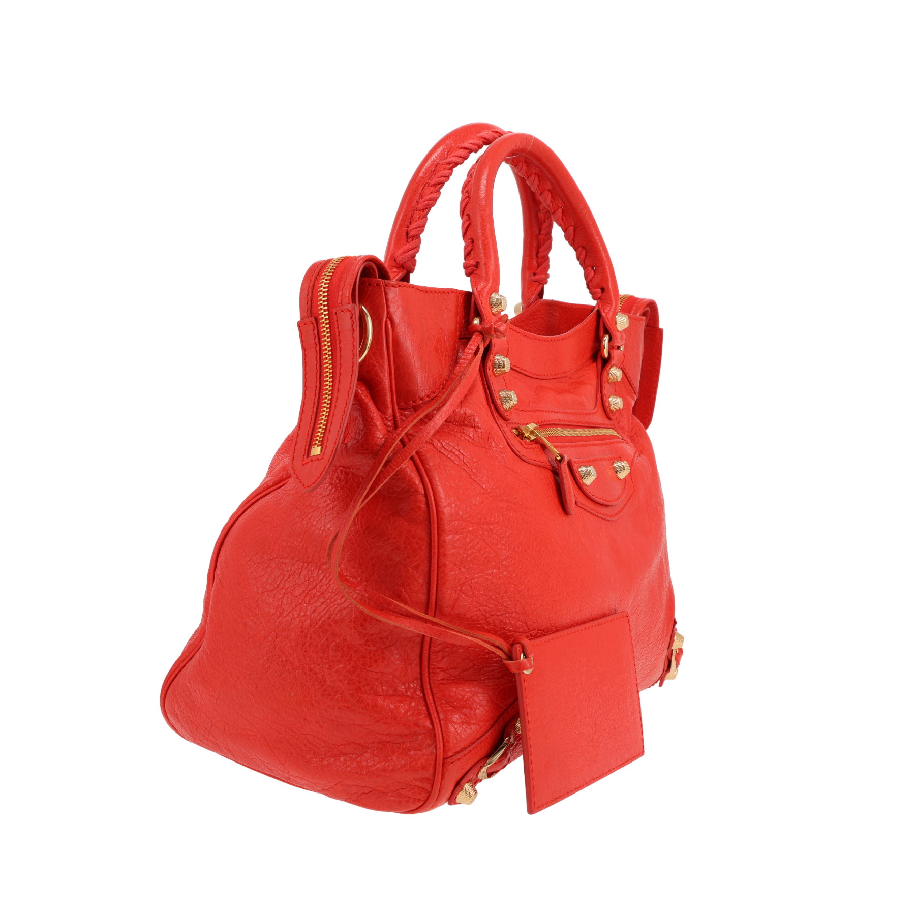 Balenciaga  City shoulder bag  in red burnished leather