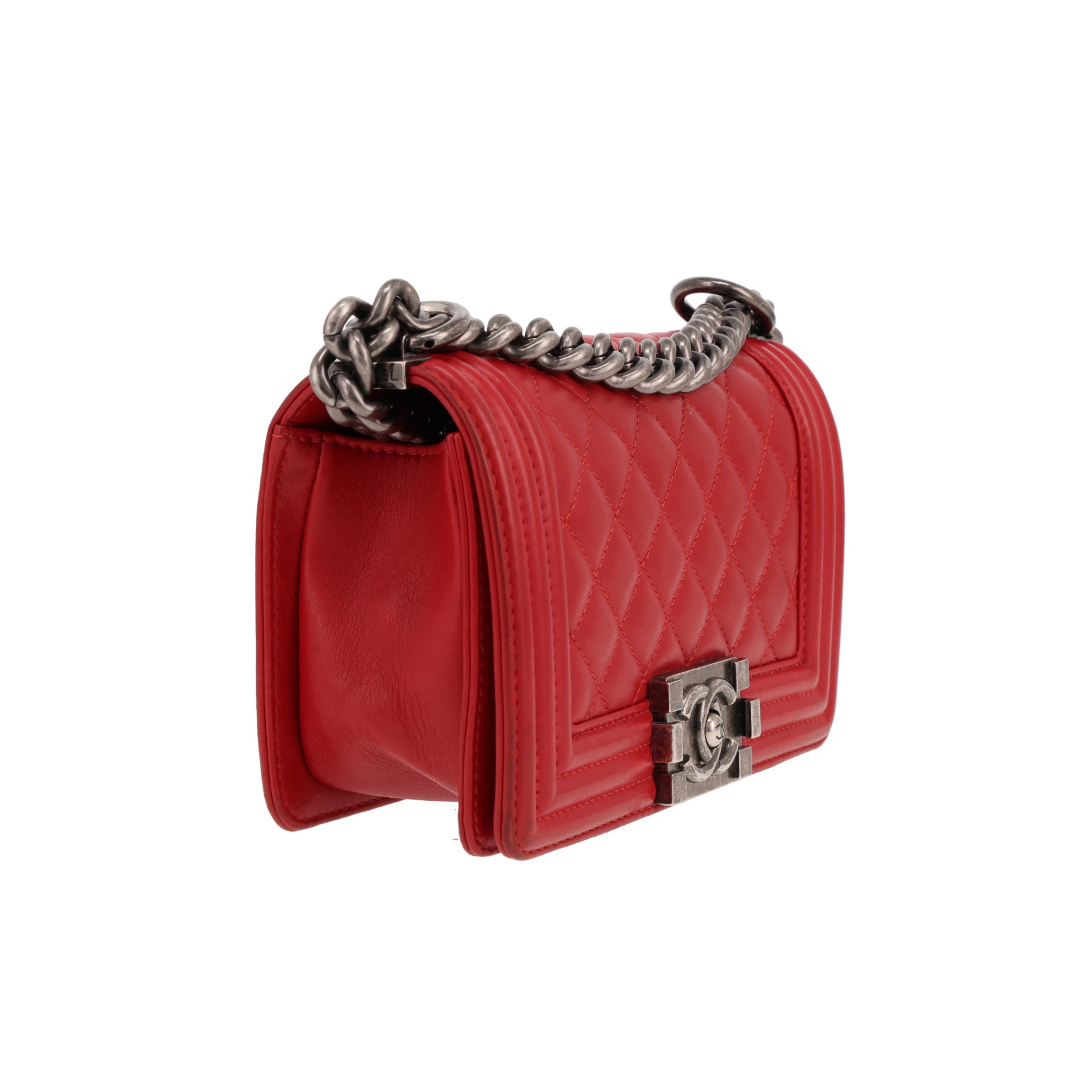 Chanel  Boy small model  shoulder bag  in red leather