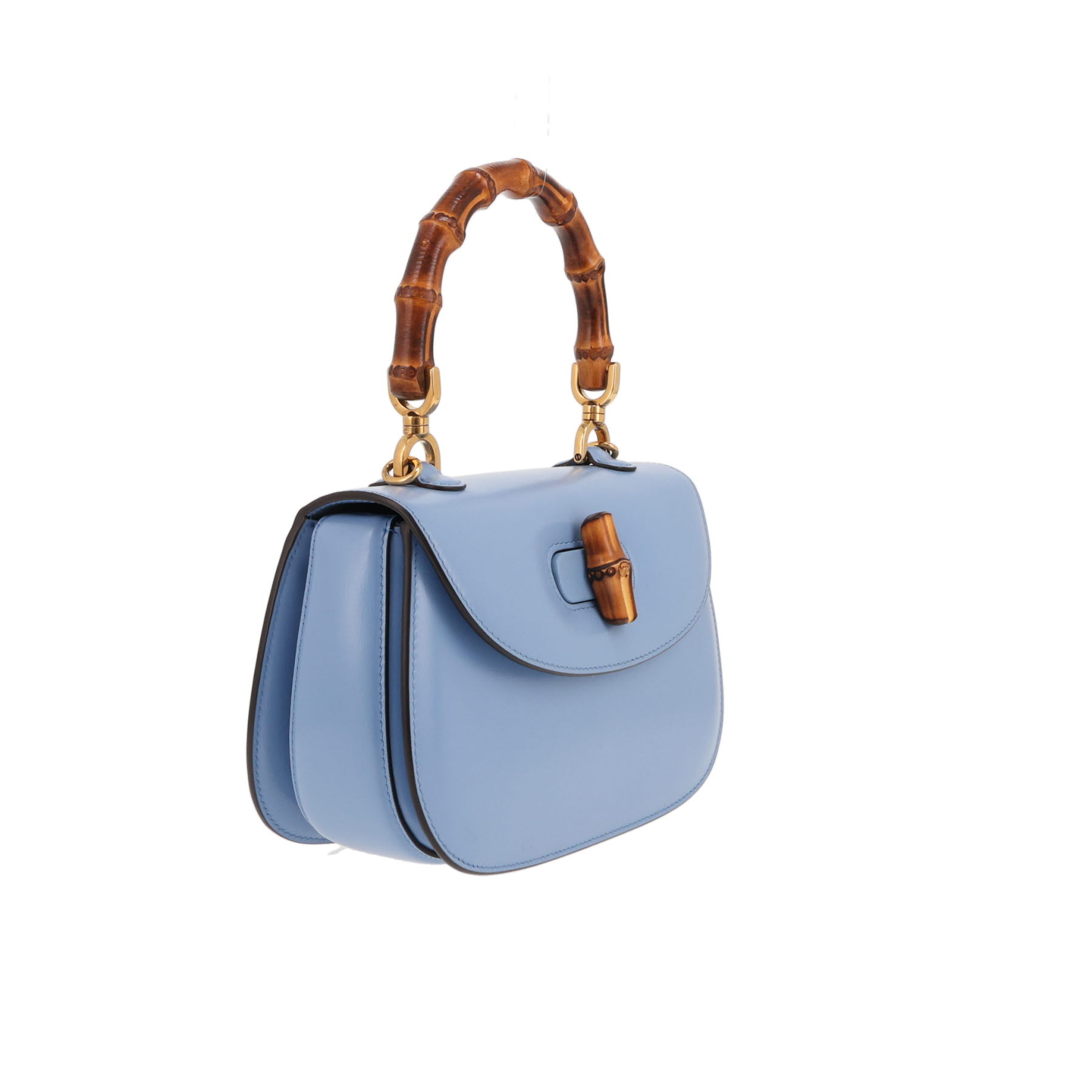 Sac à main Gucci  Bamboo en cuir bleu et bambou