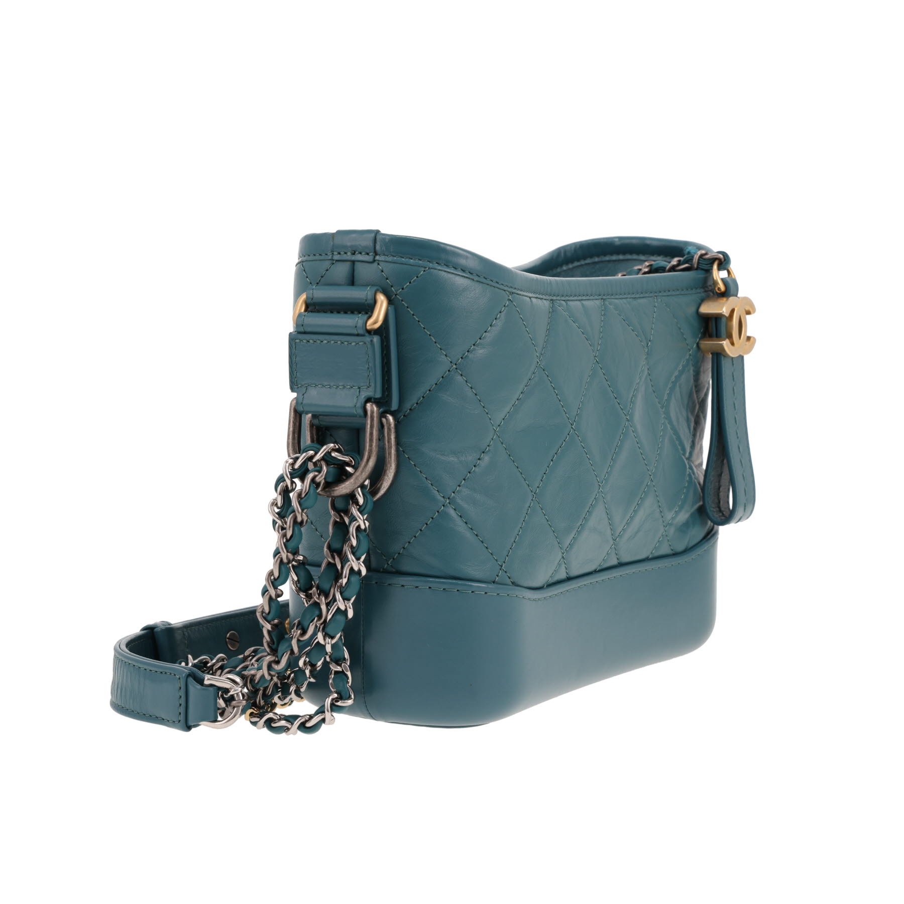 Chanel  Gabrielle  small model  shoulder bag  in green quilted leather