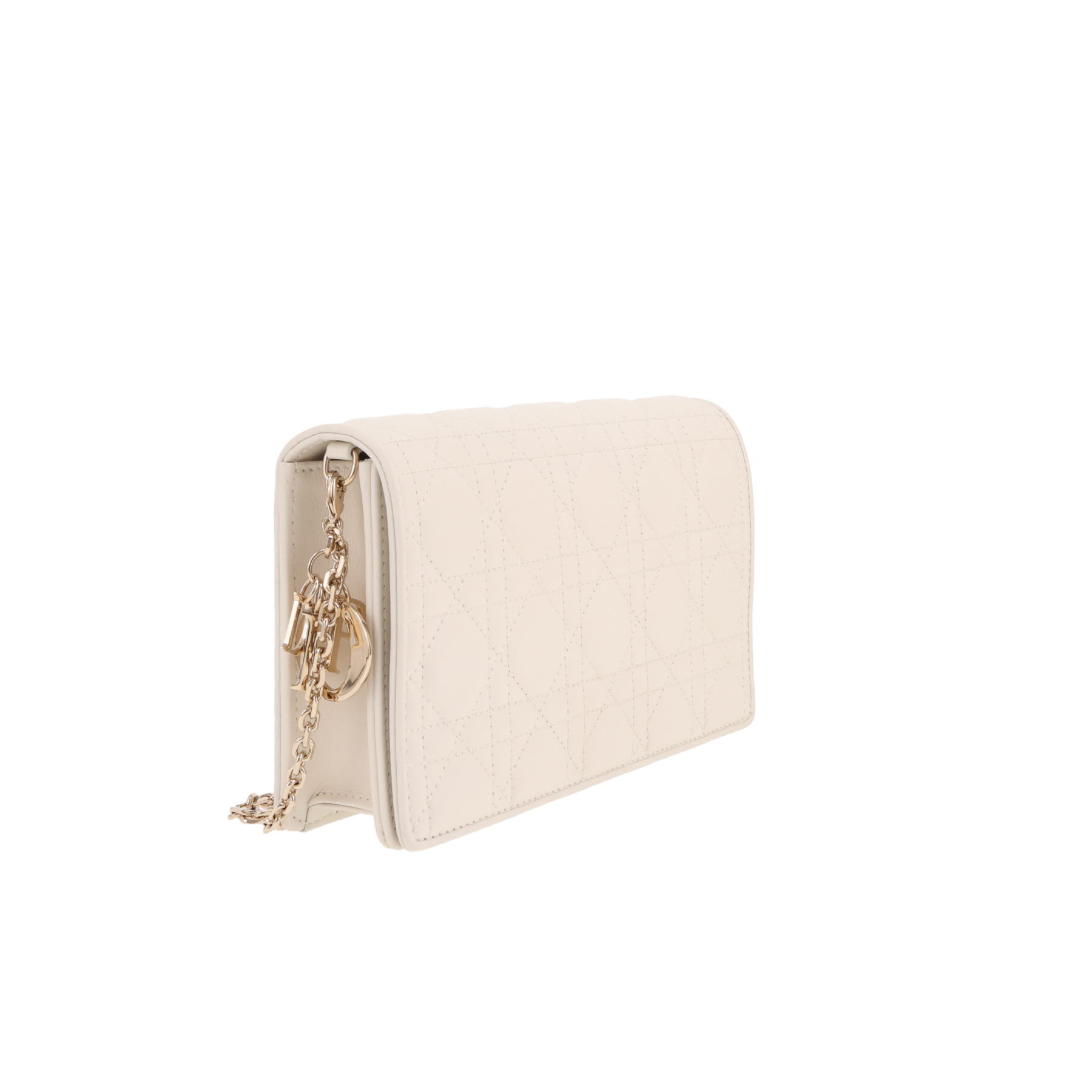 Dior  Lady Dior Wallet on Chain pouch  in white leather cannage
