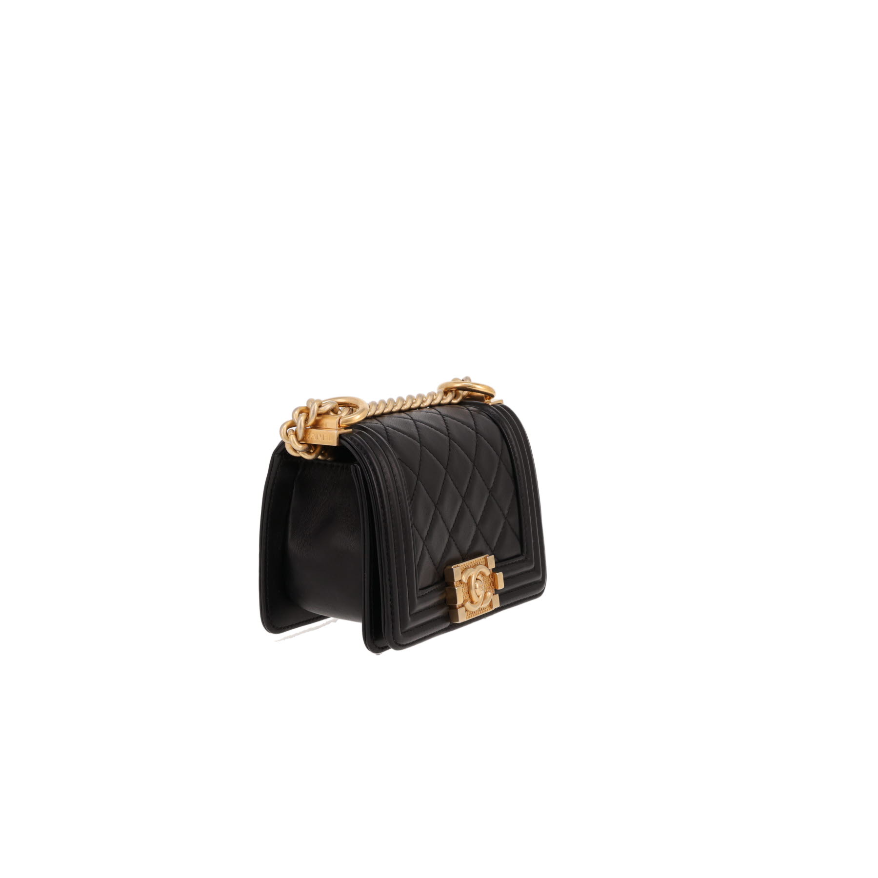 Sac bandoulière Chanel  Mini Boy en cuir matelassé noir