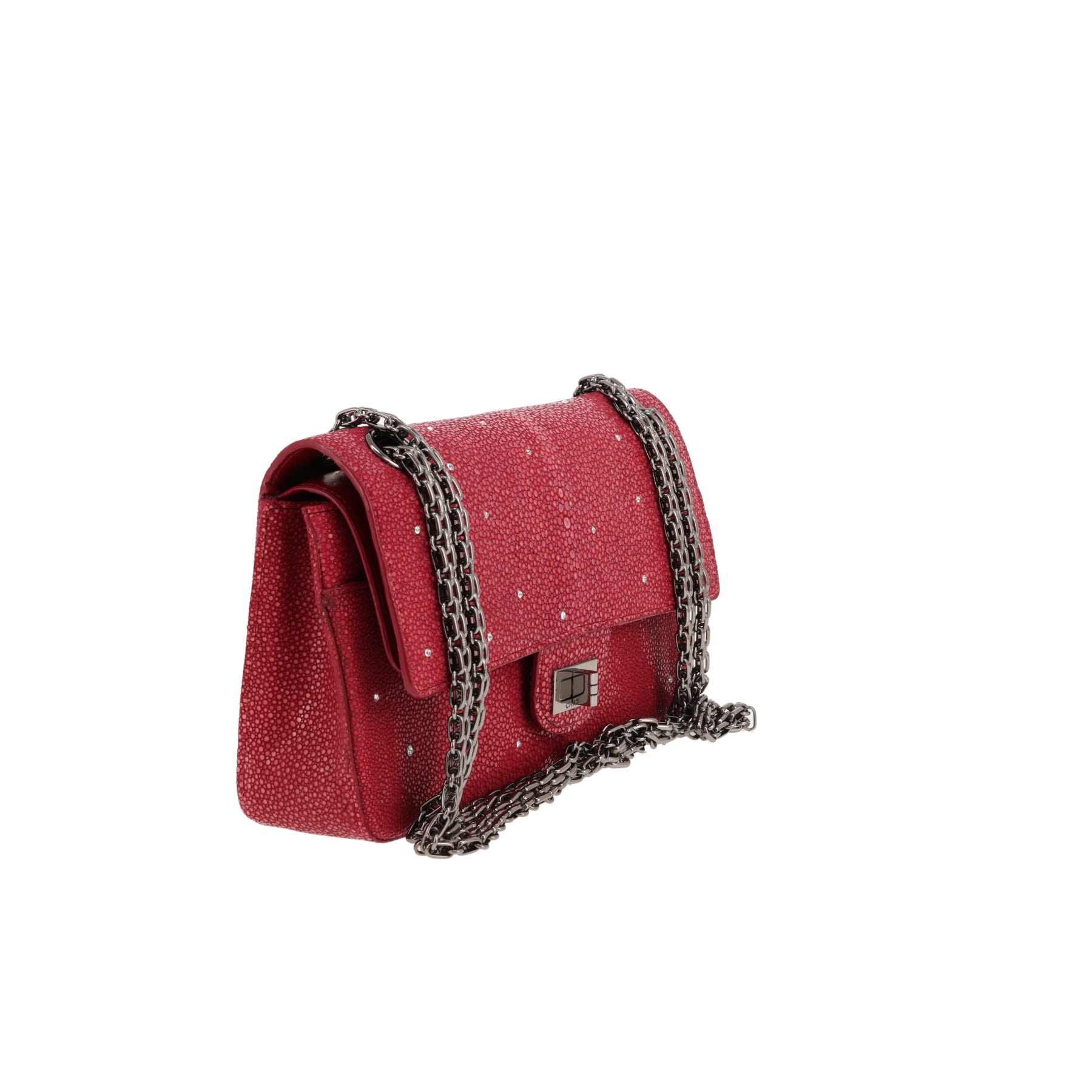 Sac bandoulière Chanel  2.55 en galuchat rouge