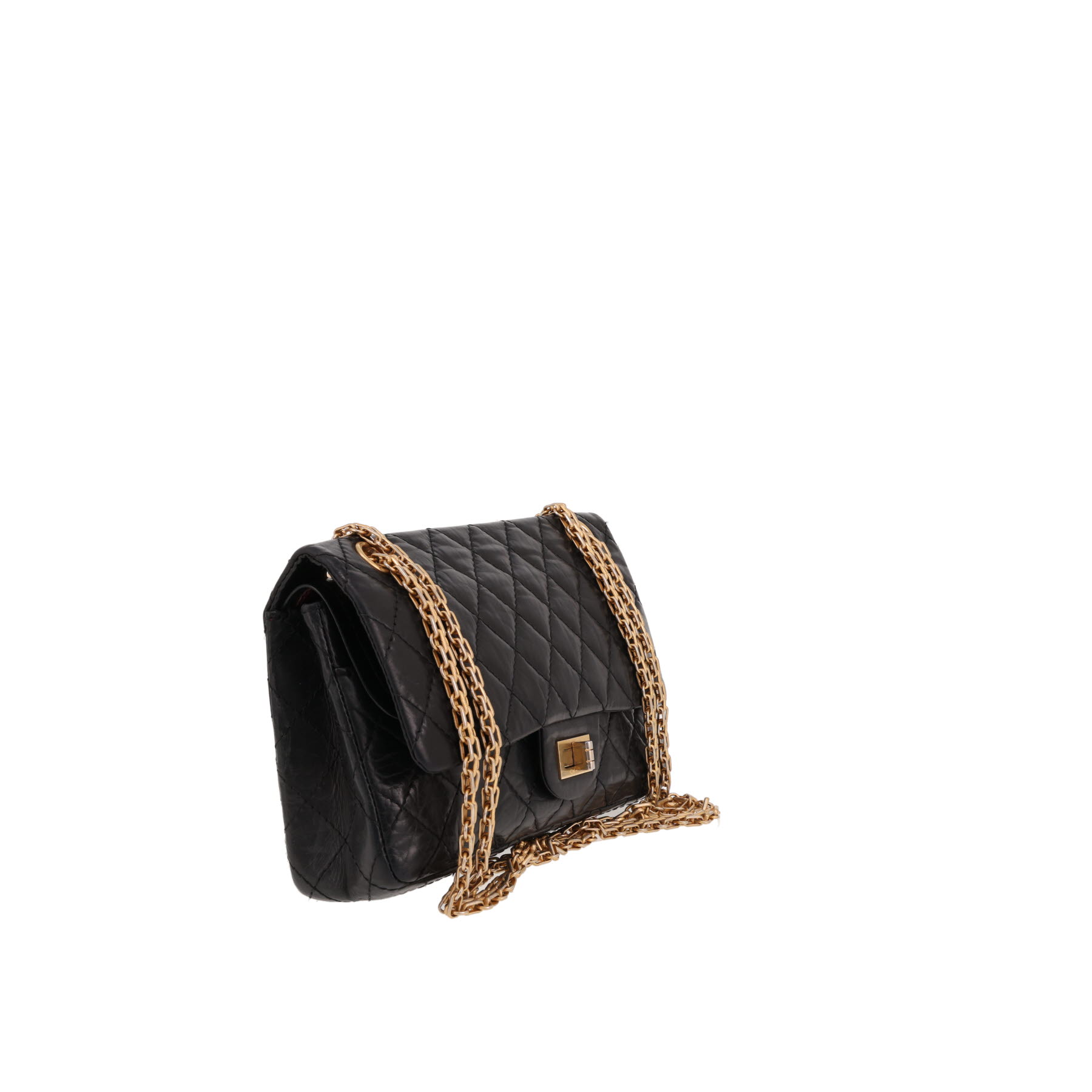 Chanel  2.55 shoulder bag  in black quilted leather