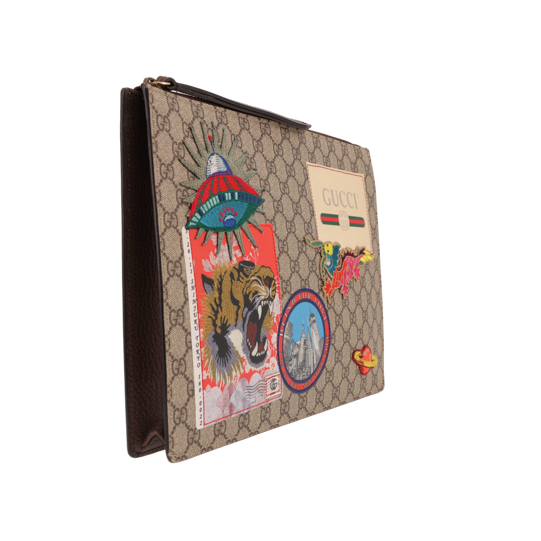 Gucci  Messenger shoulder bag  in beige "sûpreme GG" canvas  and brown leather