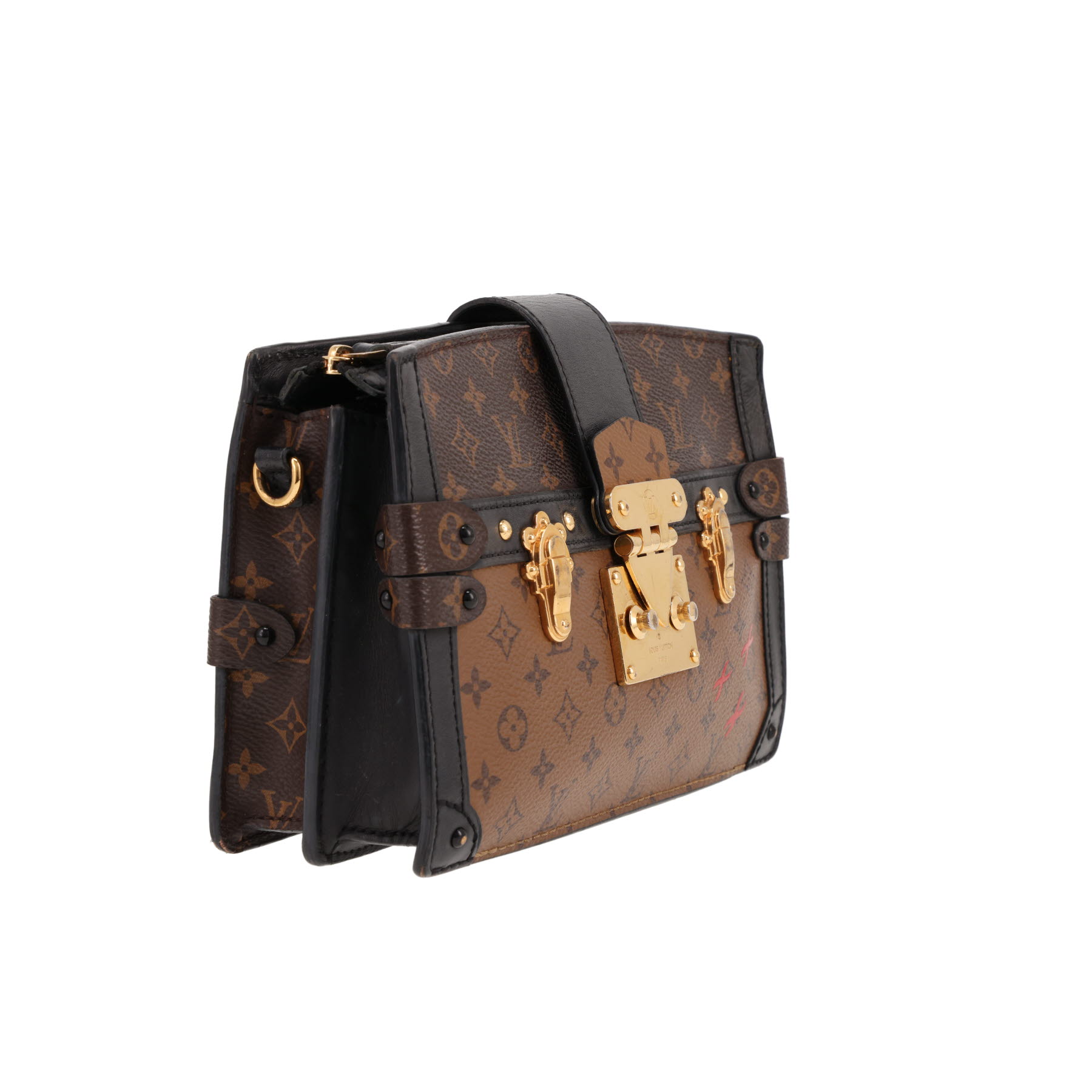 Bolso bandolera Louis Vuitton  Trunk Clutch en lona Monogram marrón y cuero negro