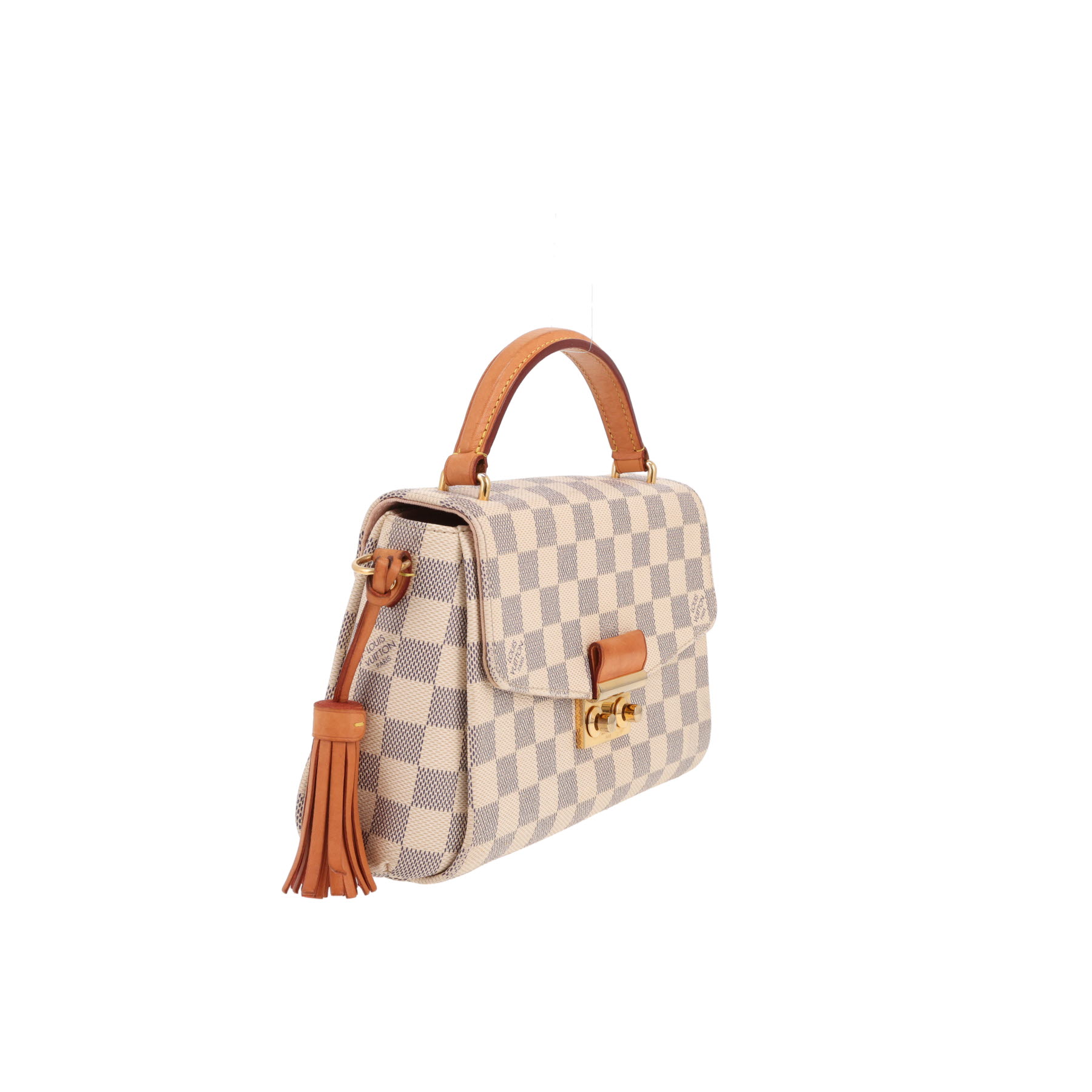Sac bandoulière Louis Vuitton  Croisette en toile damier azur et cuir naturel