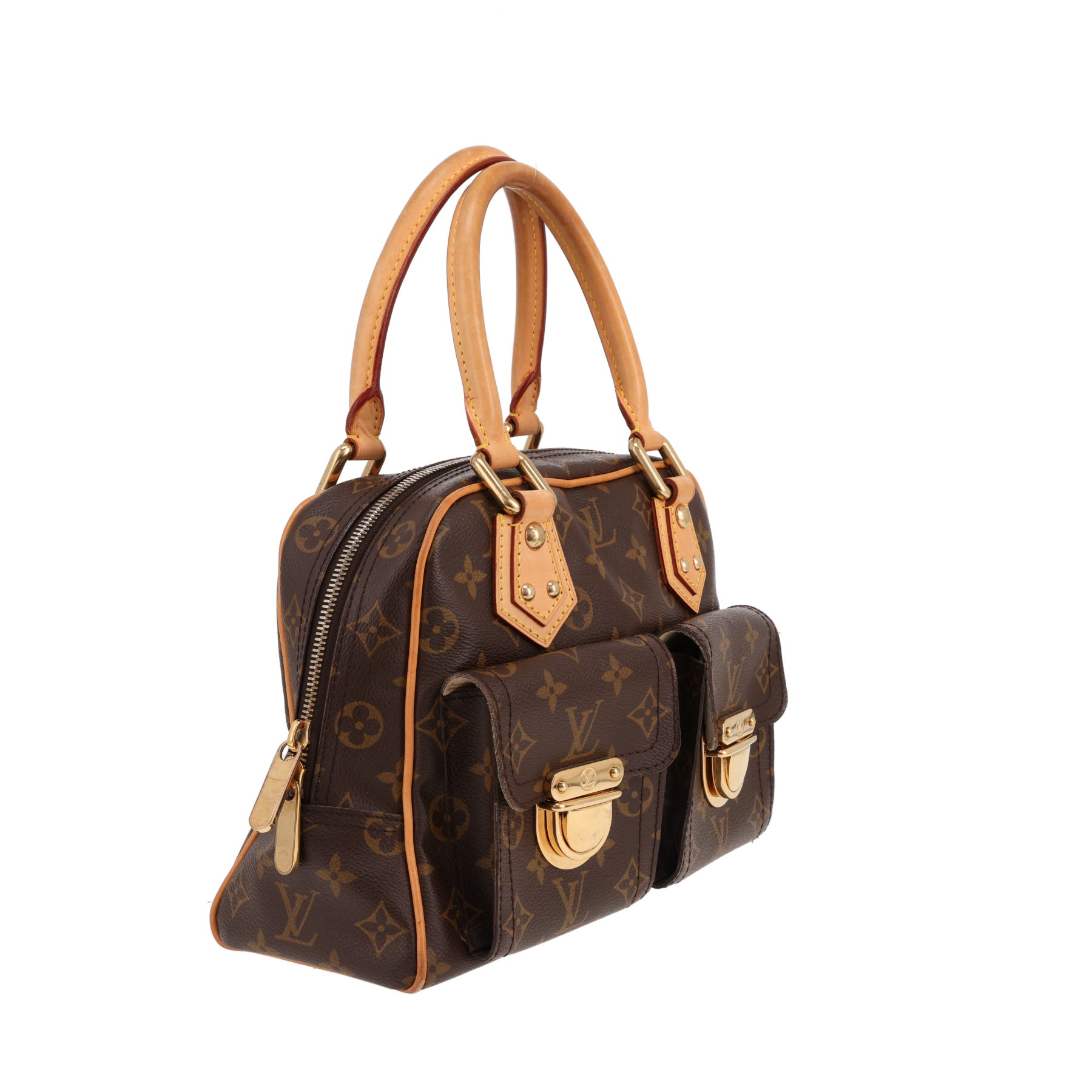 Sac à main Louis Vuitton  Manhattan en toile monogram marron et cuir naturel