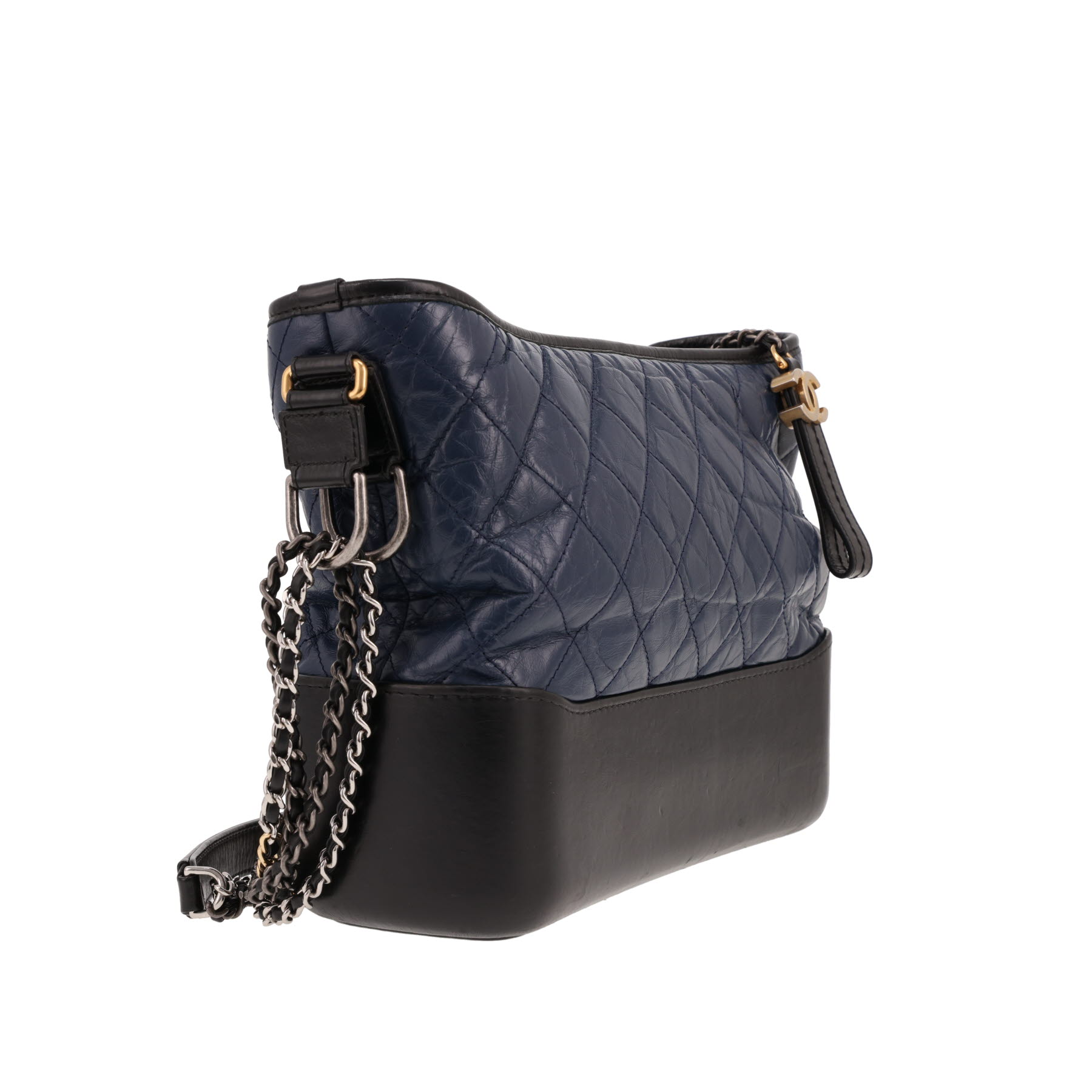 Chanel  Gabrielle  medium model  shoulder bag  in navy blue and black quilted leather