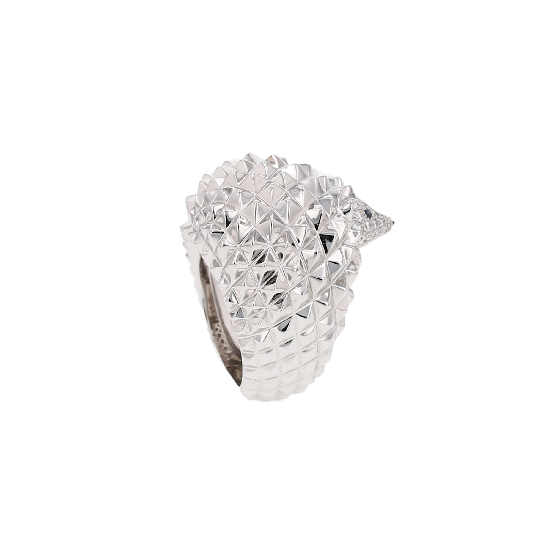 Boucheron Hans le Hérisson ring large model in white gold, diamonds and sapphires