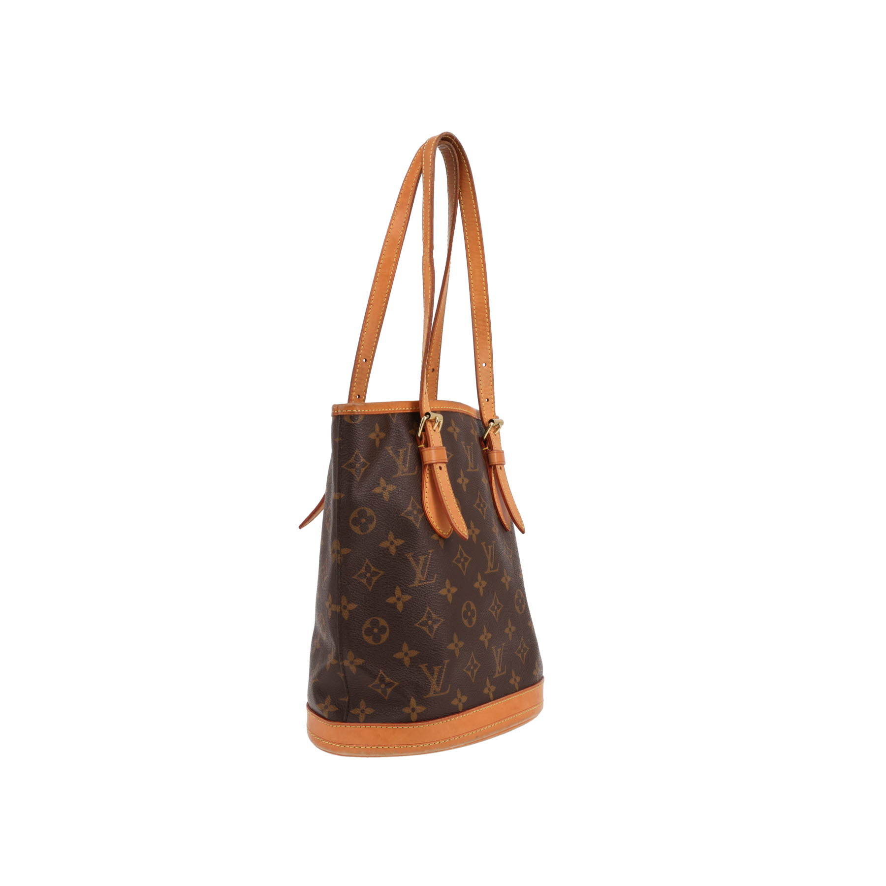 Borsa Louis Vuitton  Bucket in tela monogram marrone e pelle naturale