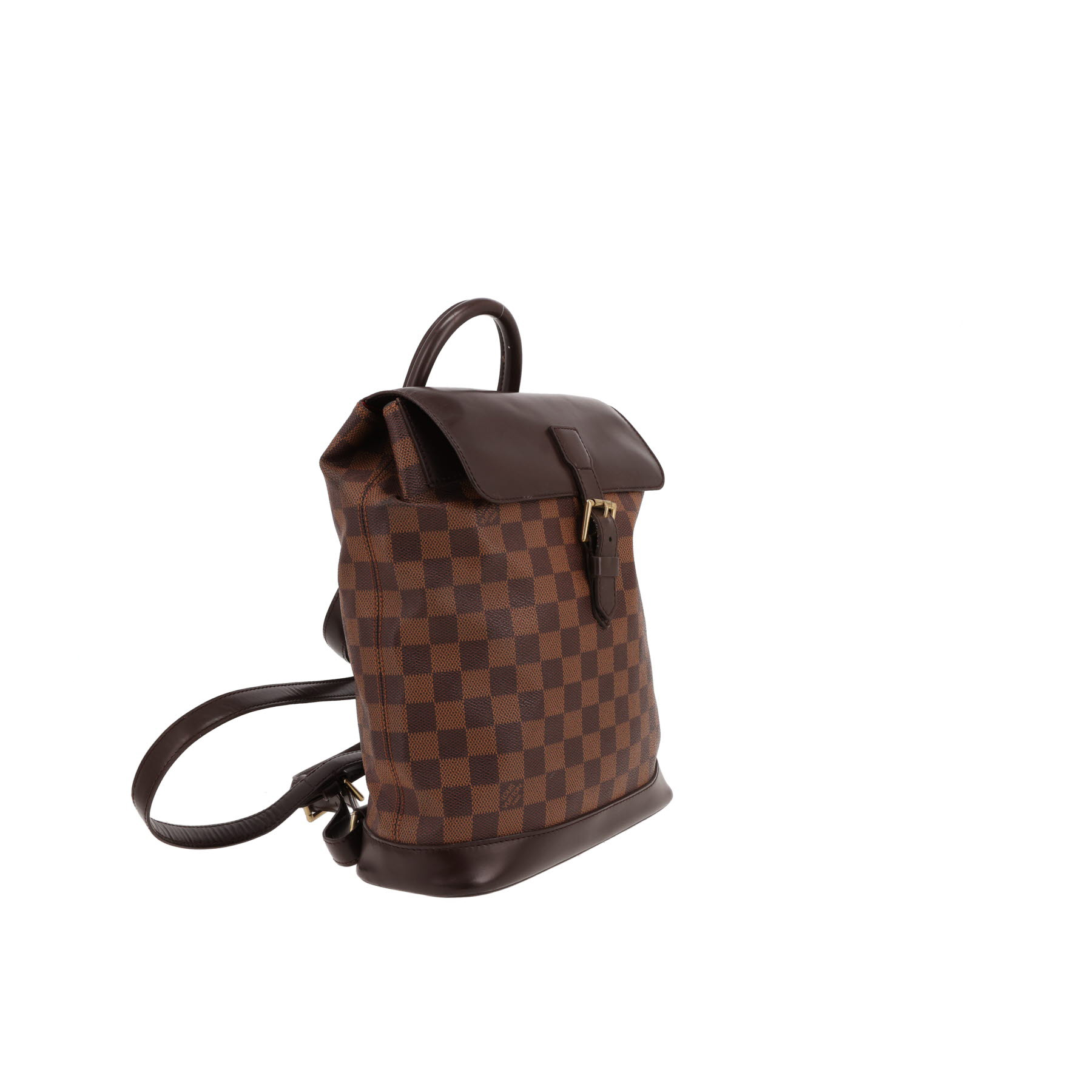Mochila Louis Vuitton  Soho en lona a cuadros ébano y cuero marrón