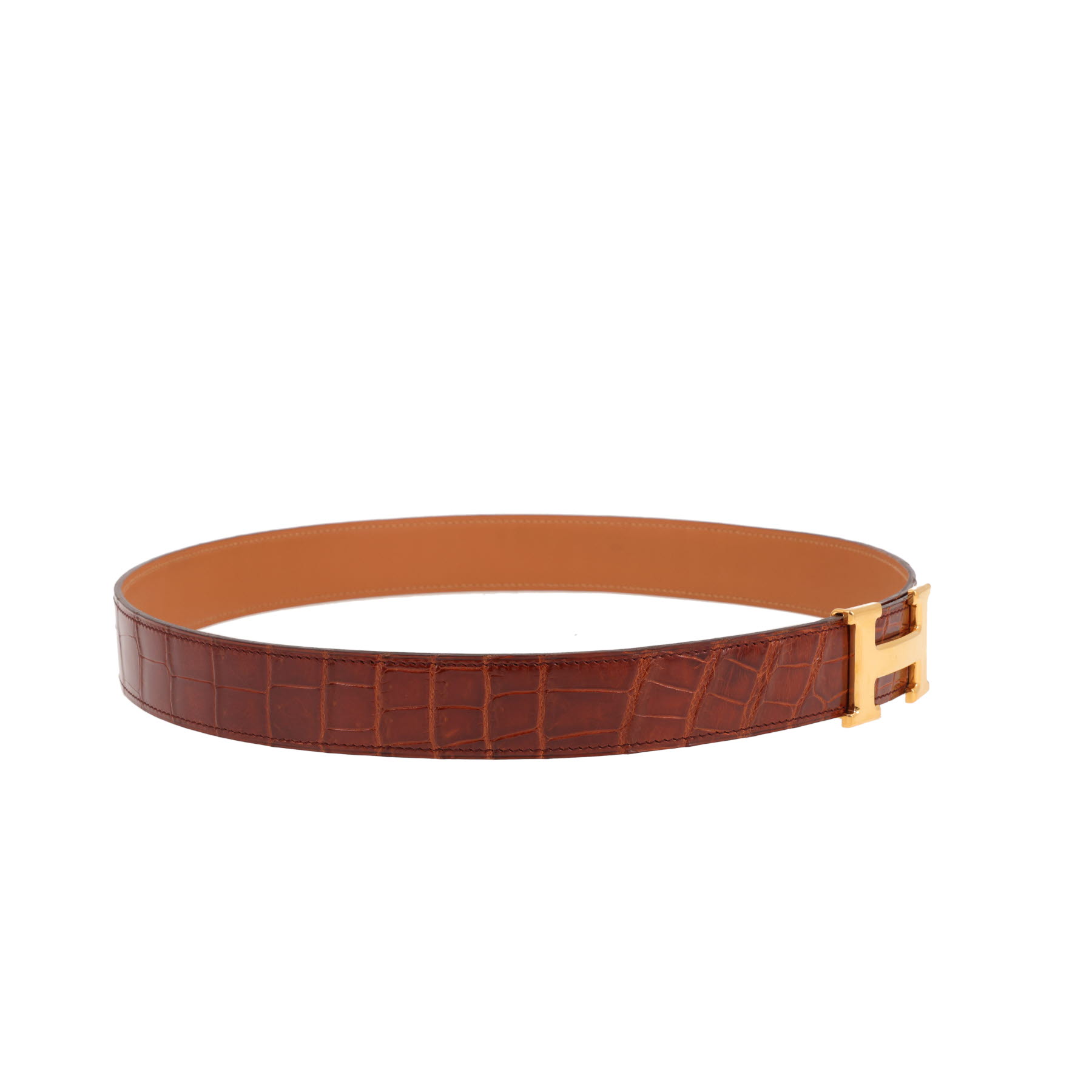 Cintura Hermès  Ceinture H in coccodrillo marino marrone