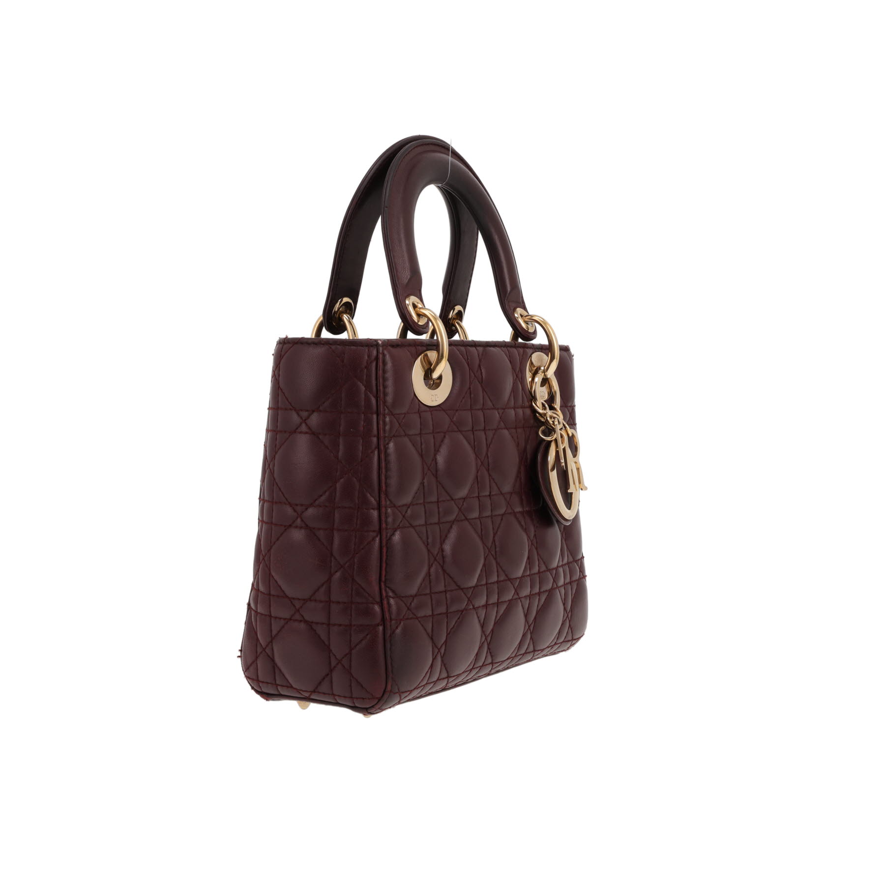 Borsa Dior  Lady Dior mini  in pelle cannage viola Raisin