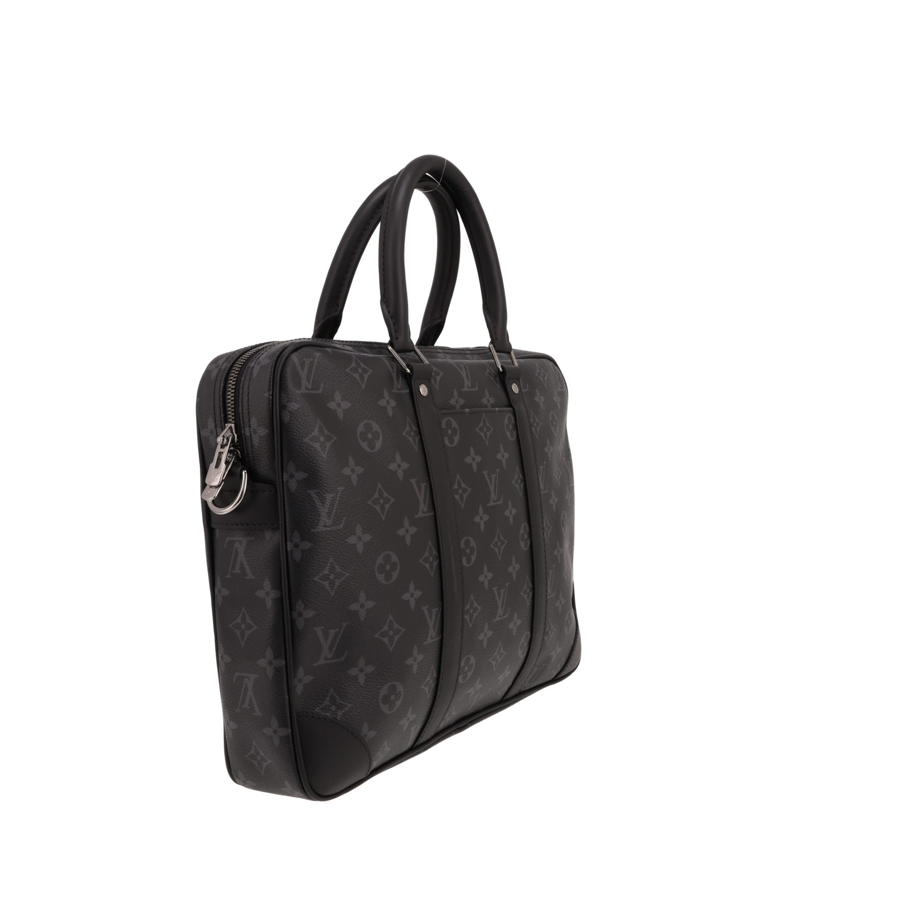Louis Vuitton  Porte documents shoulder bag  in grey and black monogram canvas  and black leather