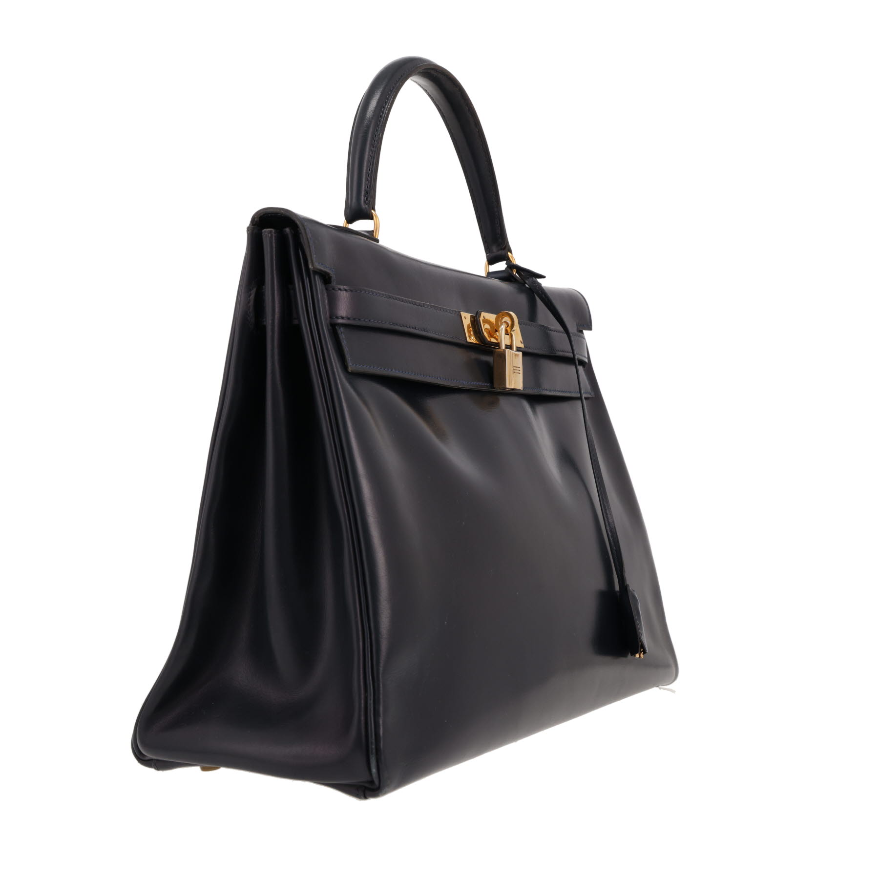 Hermès Kelly 35 cm handbag in Bleu Marine box leather