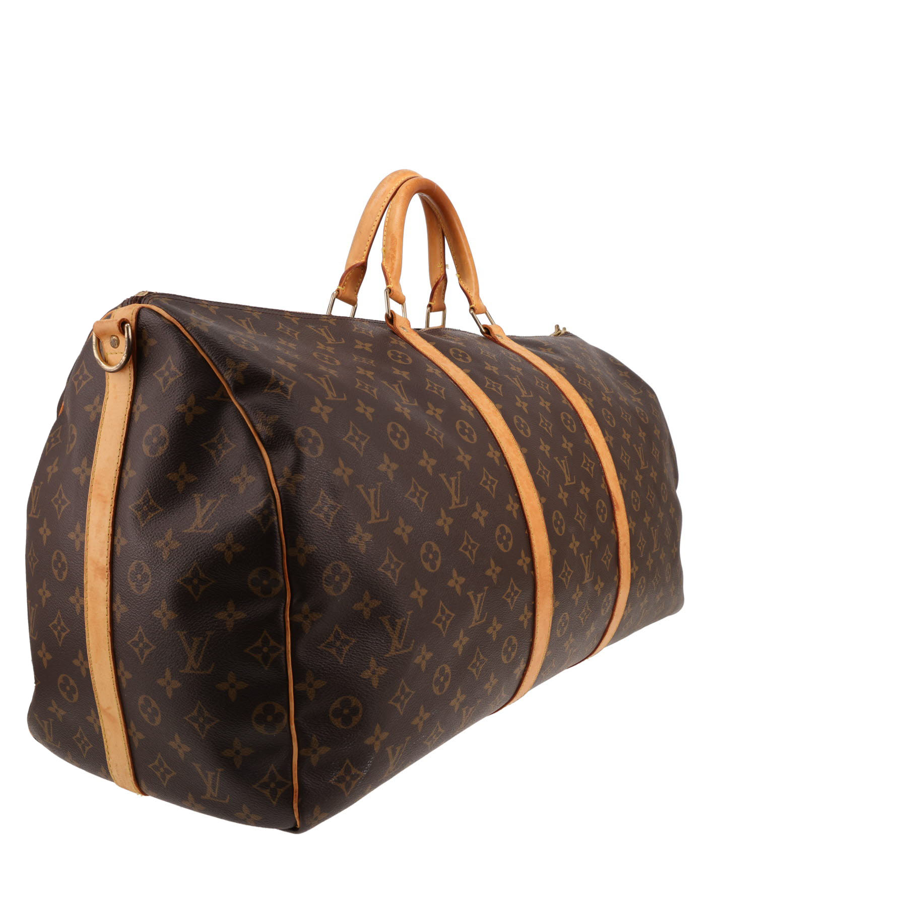 Louis Vuitton  Keepall 60 travel bag  in brown monogram canvas  and natural leather