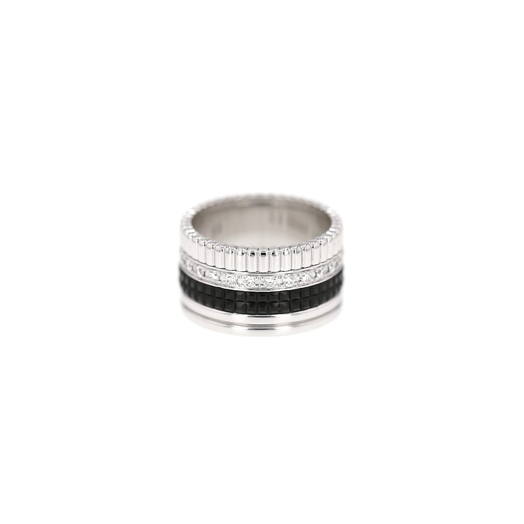 Bague Boucheron Quatre Black Edition grand modèle en or blanc, diamants et PVD noir