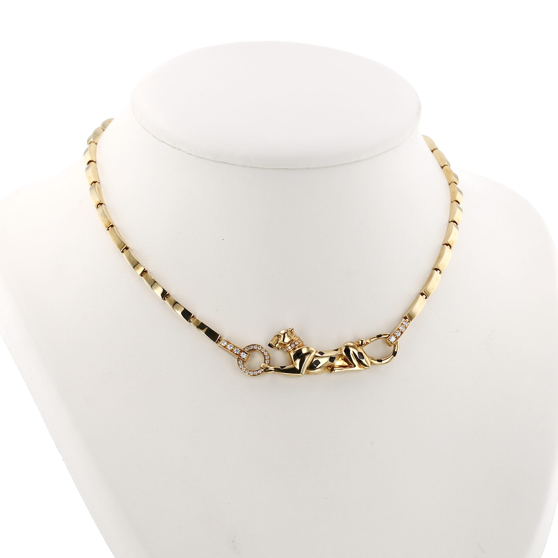 Cartier Panthère necklace in yellow gold, black lacquer, tsavorite, onyx and diamonds