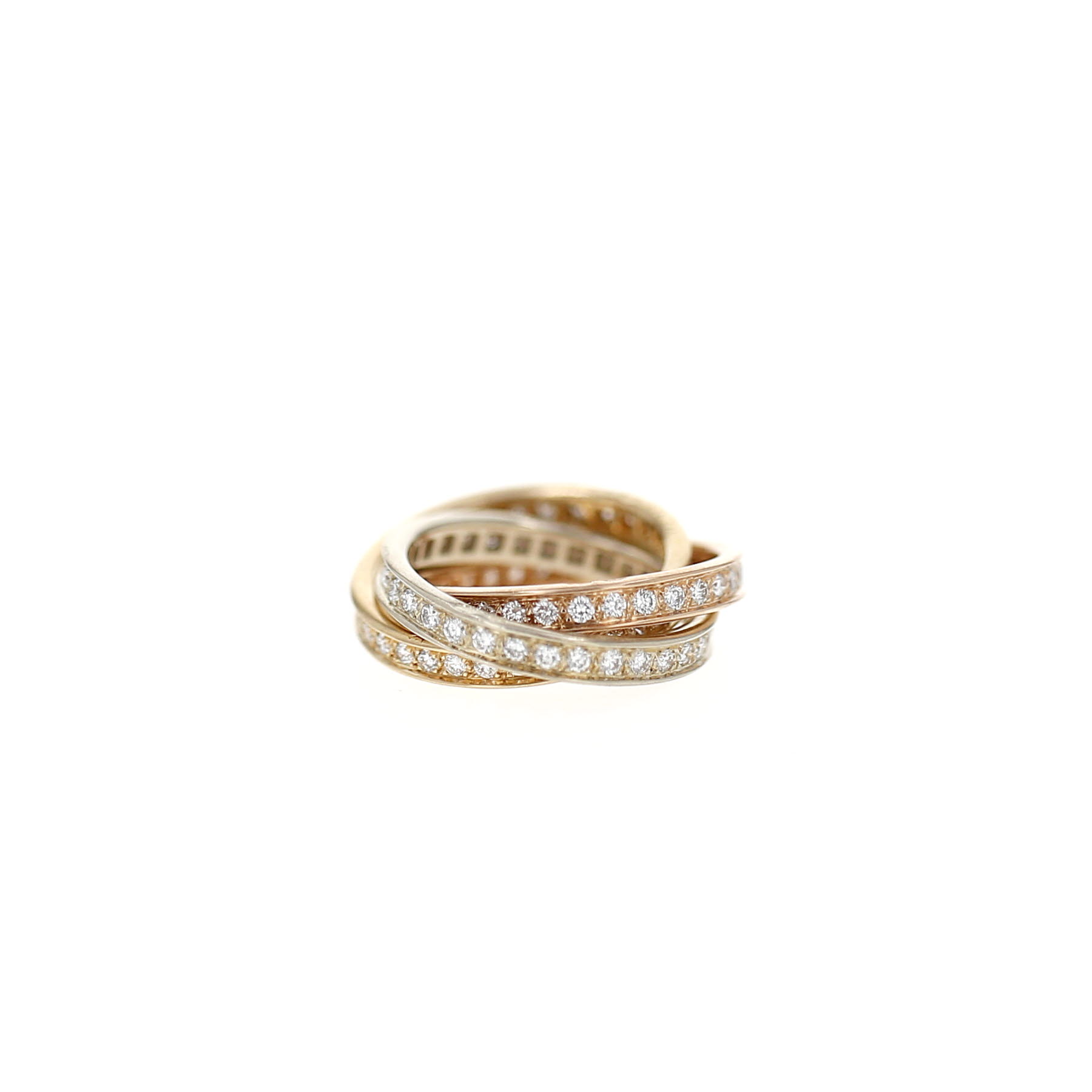 Cartier Trinity ring in 3 golds and diamonds