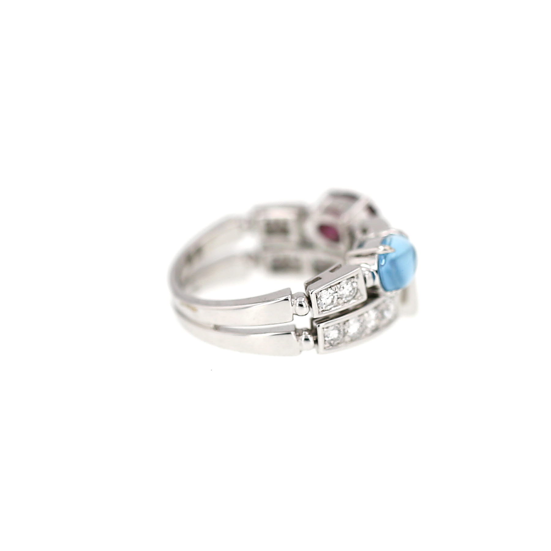 Articulated Bulgari Allegra medium model ring in white gold, diamonds and precious stones