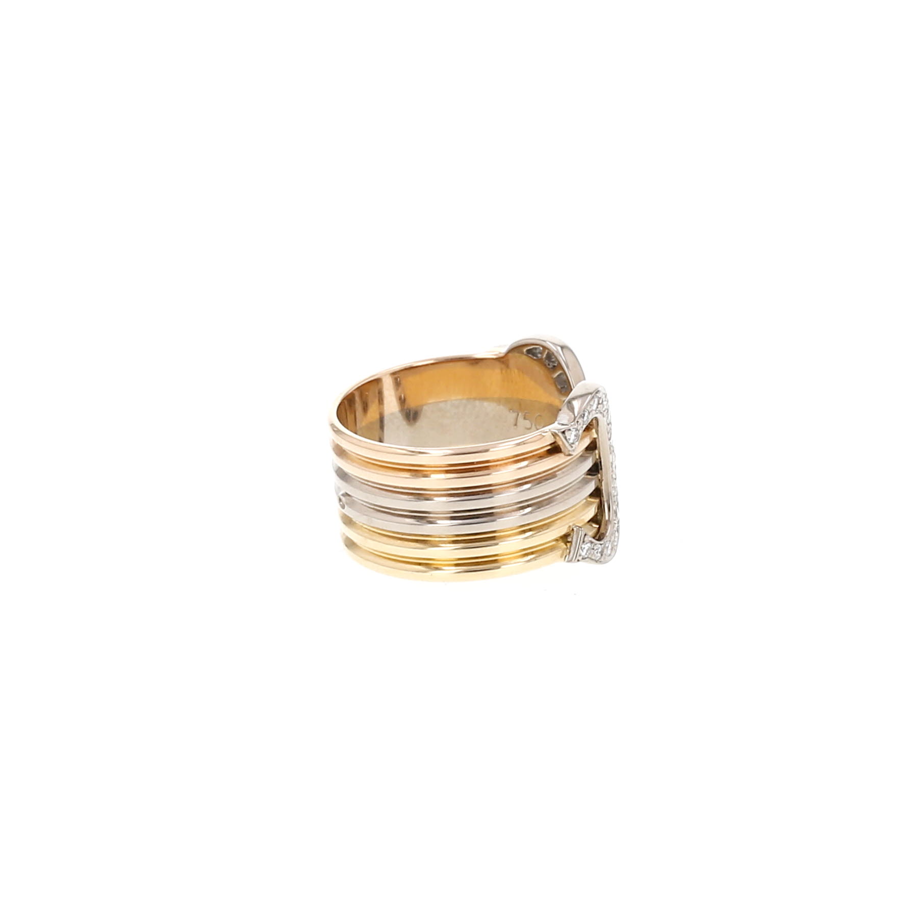 Cartier C de Cartier large model ring in 3 golds and diamonds