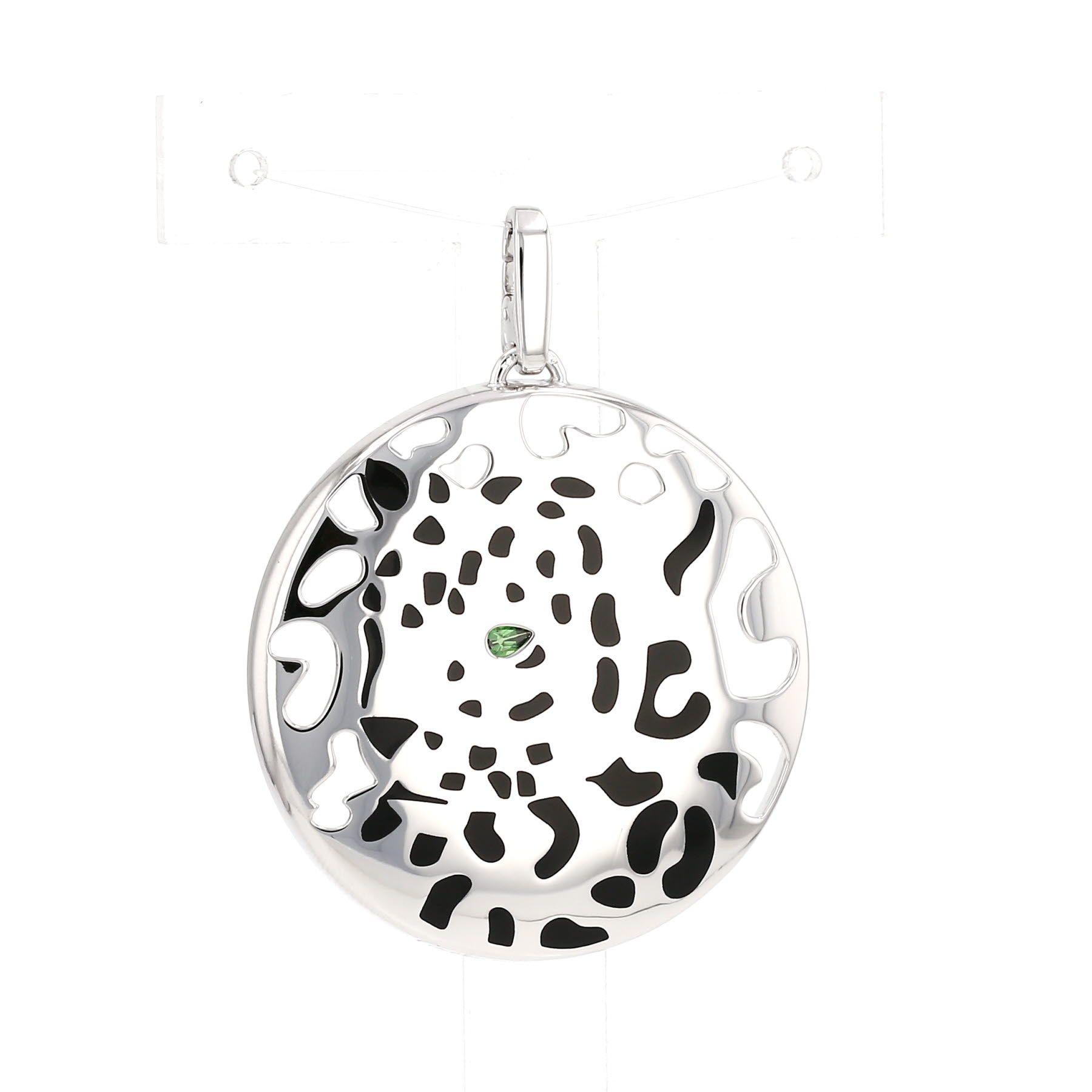 Cartier Panthère pendant in white gold, lacquer and tsavorites