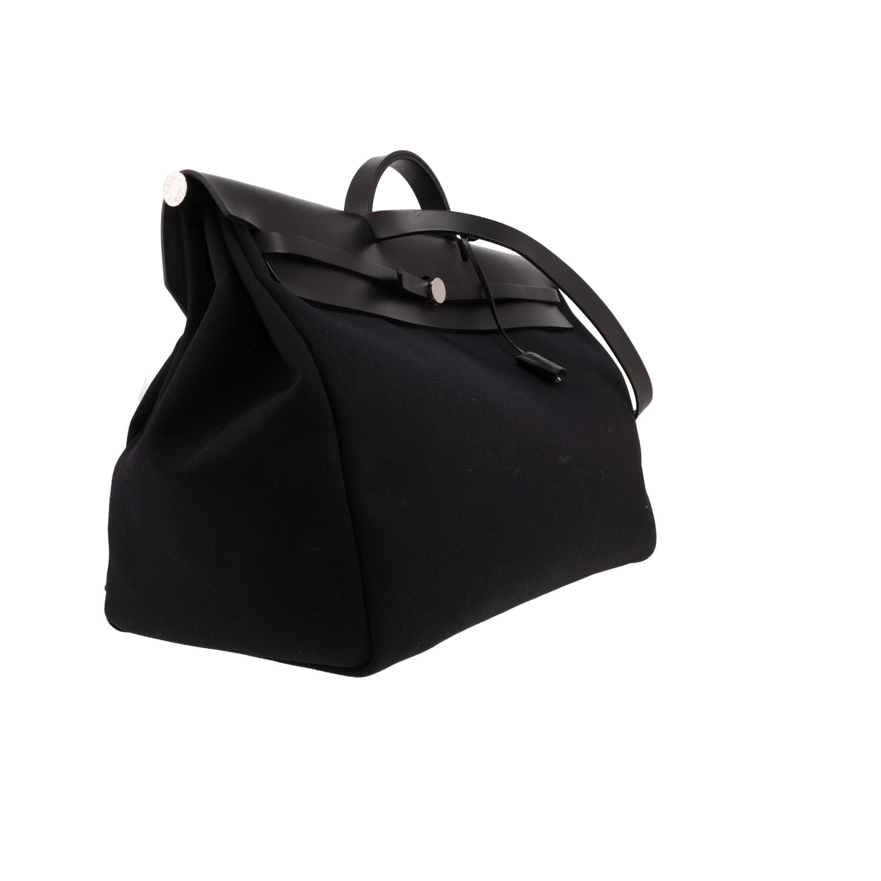 Borsa da viaggio Hermès  Herbag in tela nera e pelle nera