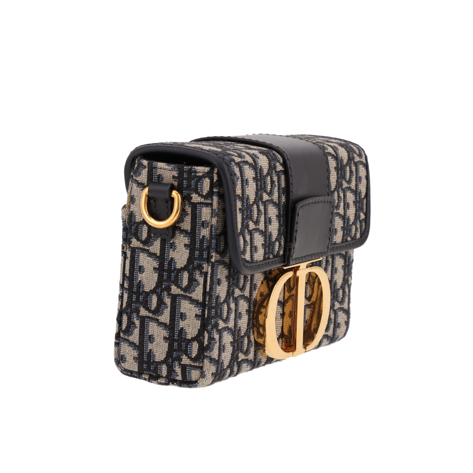 Dior  Box 30 Montaigne shoulder bag  in blue monogram canvas Oblique  and blue leather