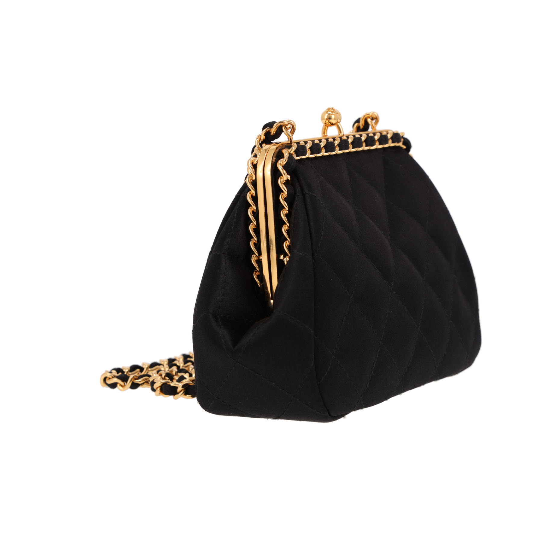 Chanel  Vintage shoulder bag  in black satin