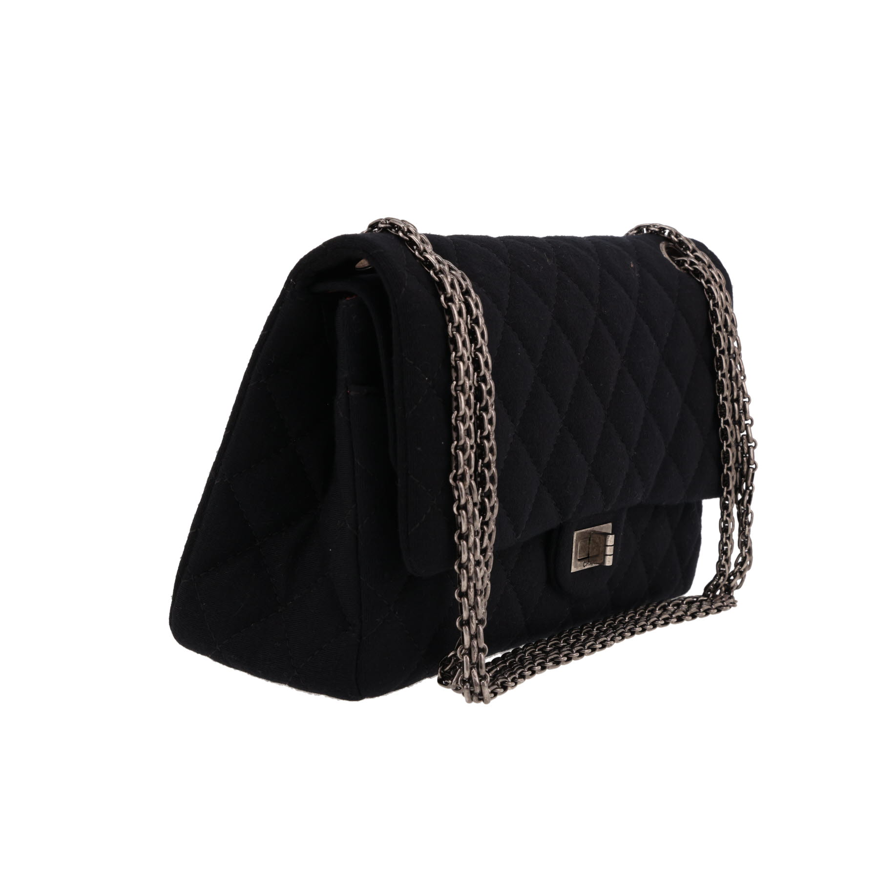 Borsa a tracolla Chanel  2.55 in tela jersey nera