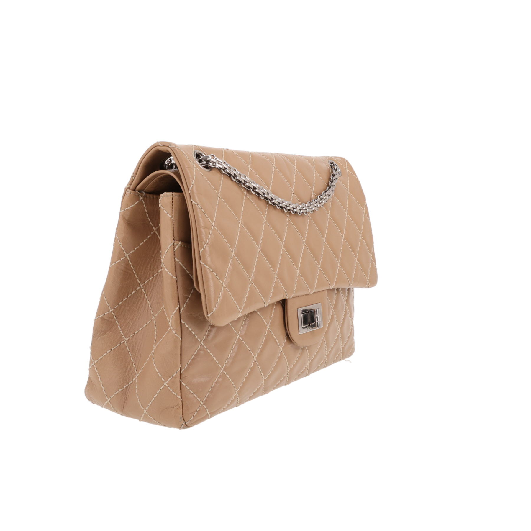 Bolso bandolera Chanel  2.55 en cuero acolchado beige