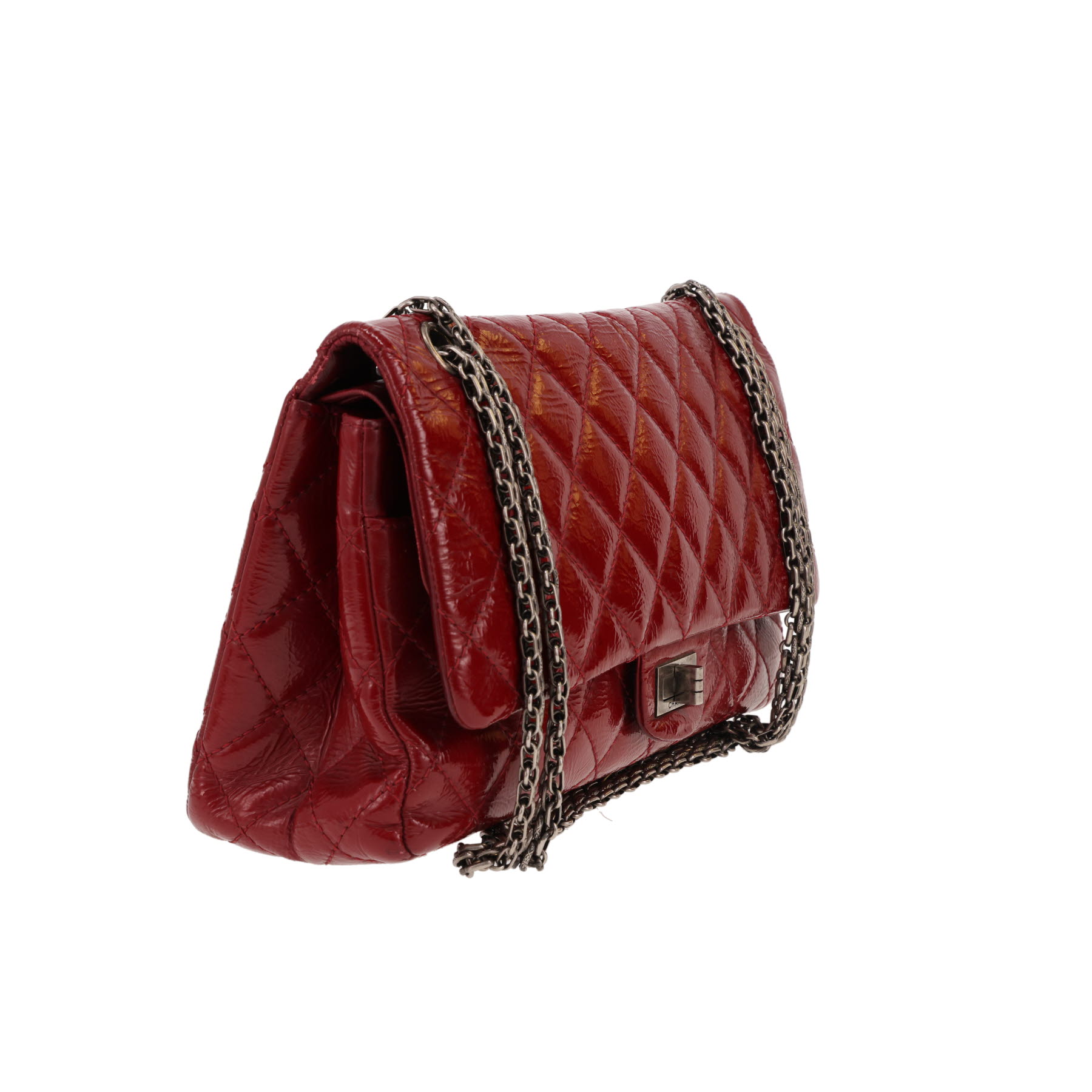 Borsa a tracolla Chanel  2.55 in pelle verniciata e foderata rossa
