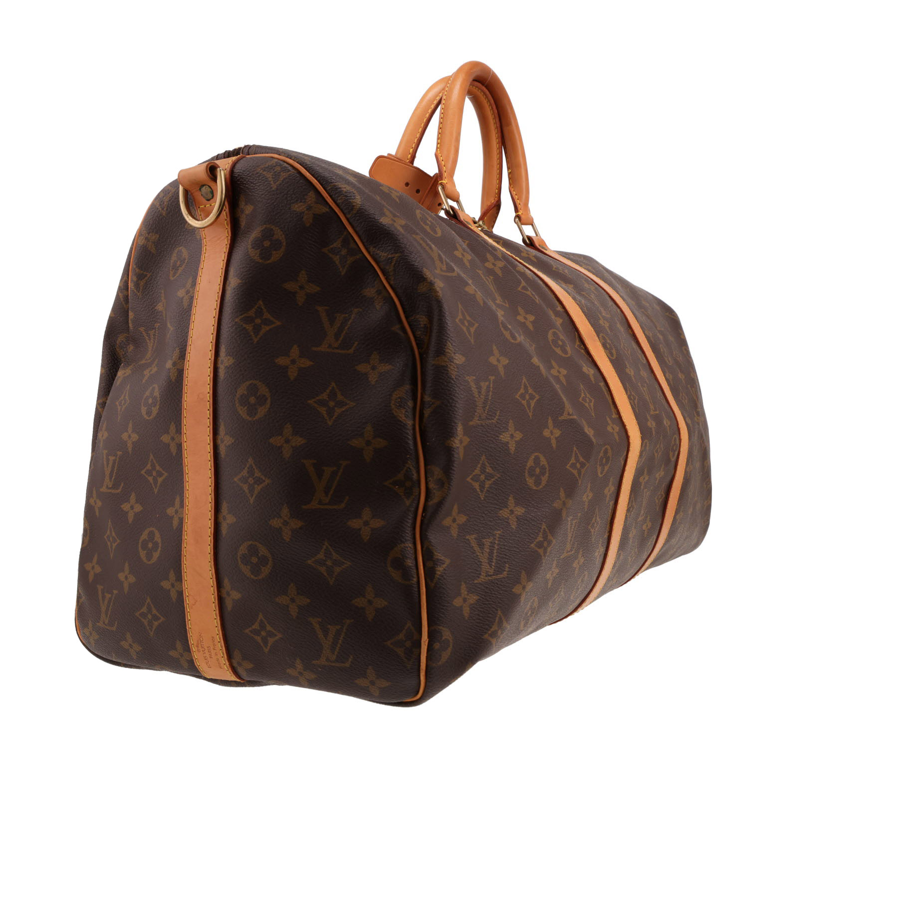 Sac de voyage Louis Vuitton  Keepall 55 en toile monogram et cuir naturel